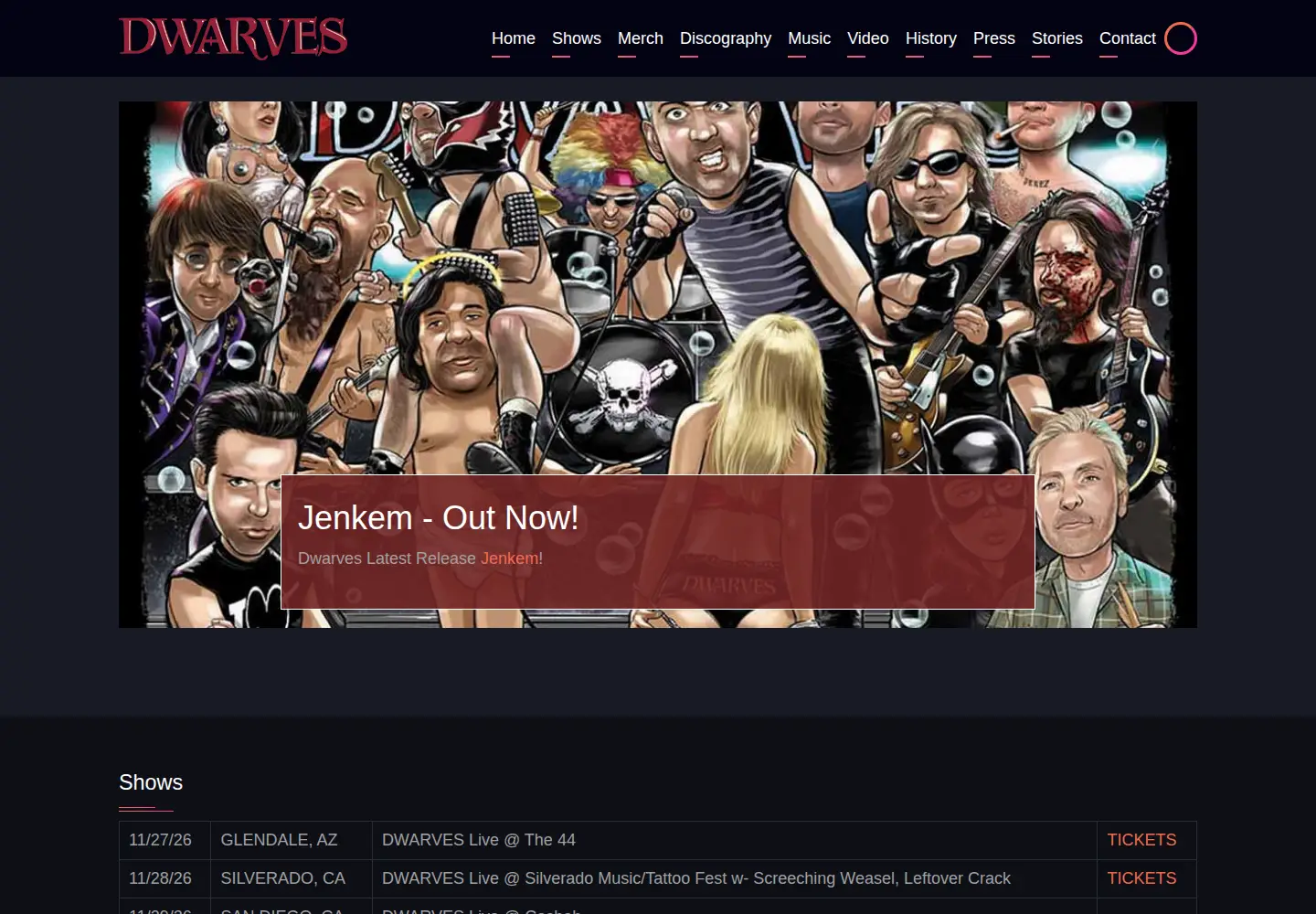 Captured homepage of thedwarves.com in the current scan