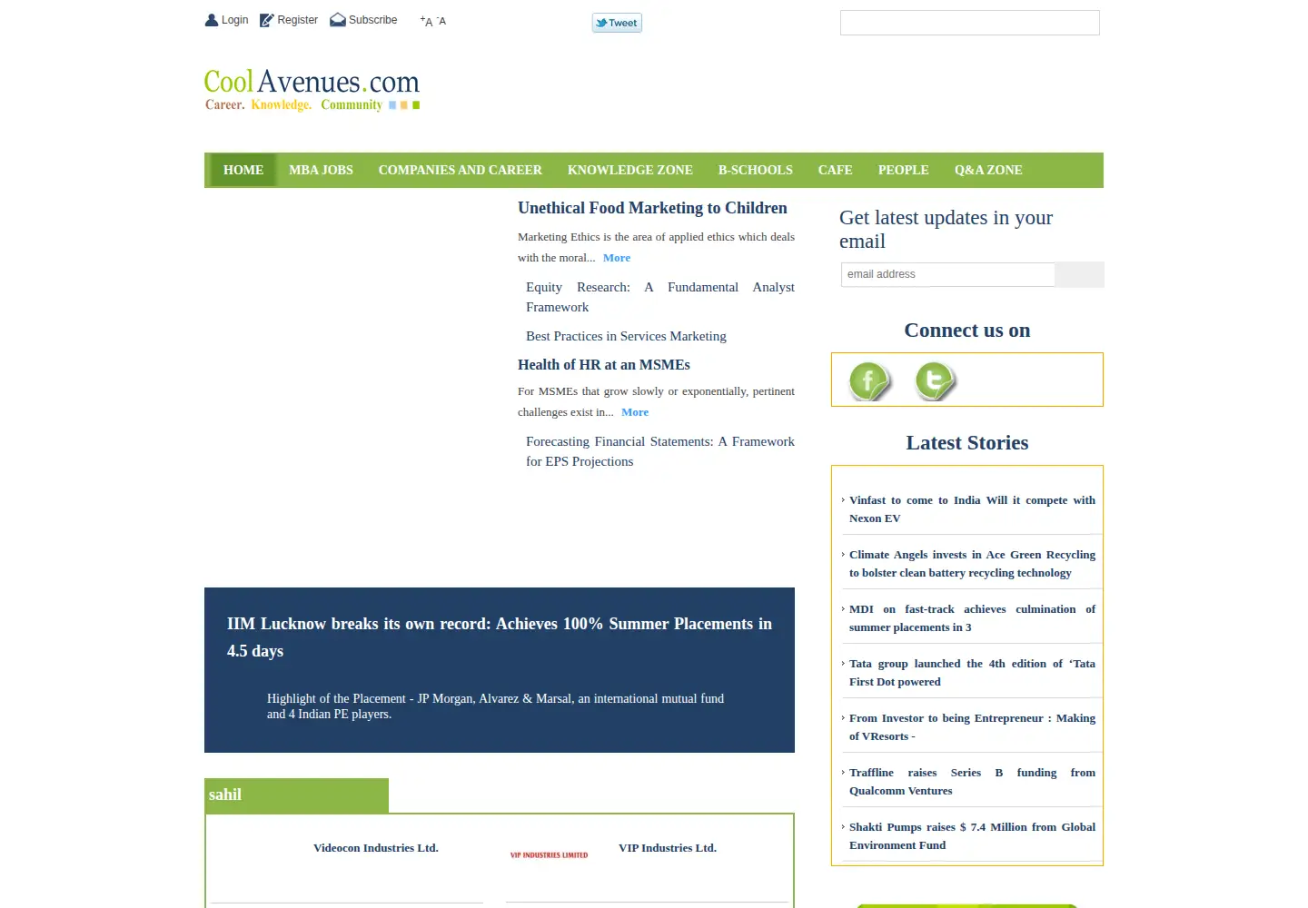 Captured homepage of coolavenues.com in the current scan