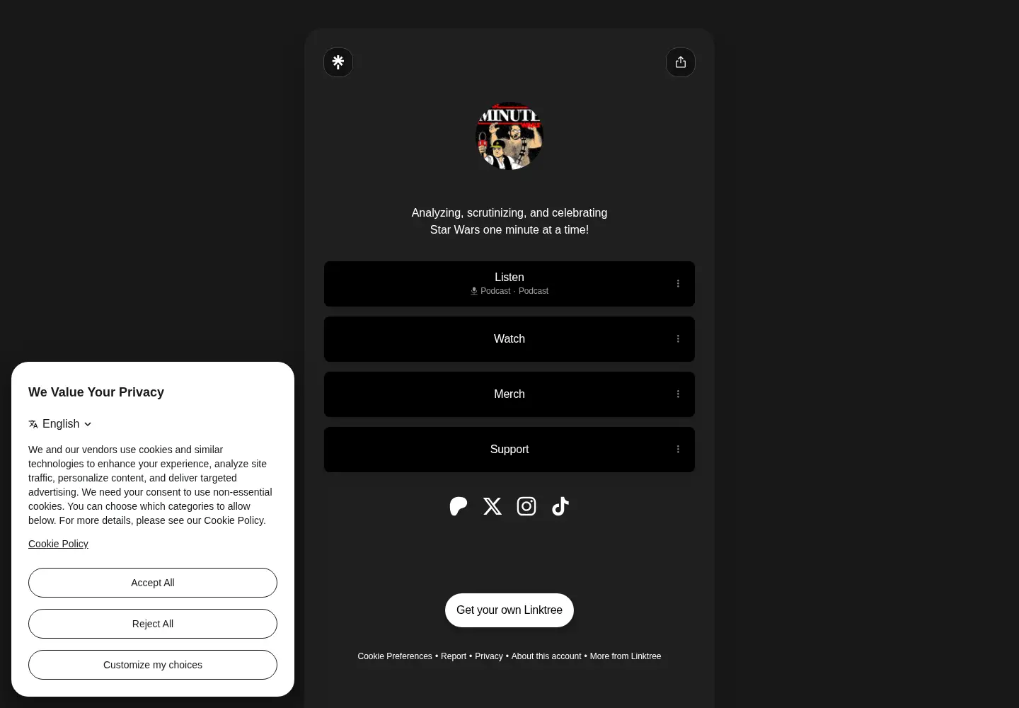 Screenshot of starwarsminute.com