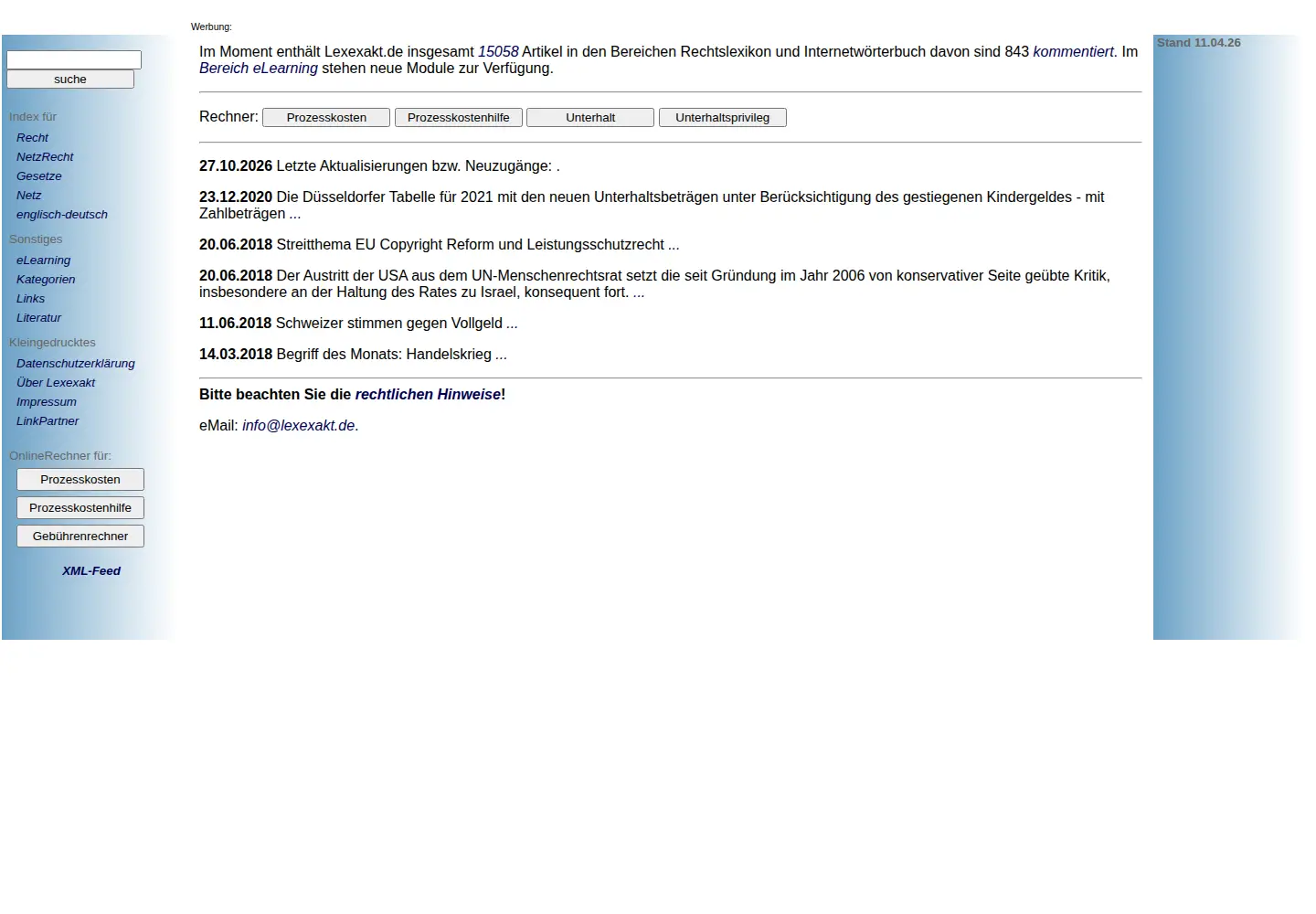 Screenshot of lexexakt.de