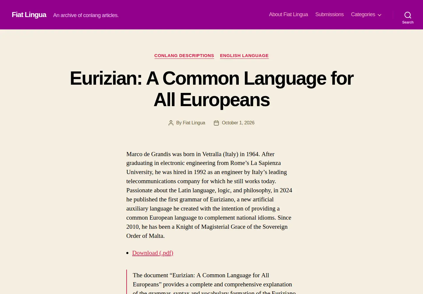 Screenshot of fiatlingua.org