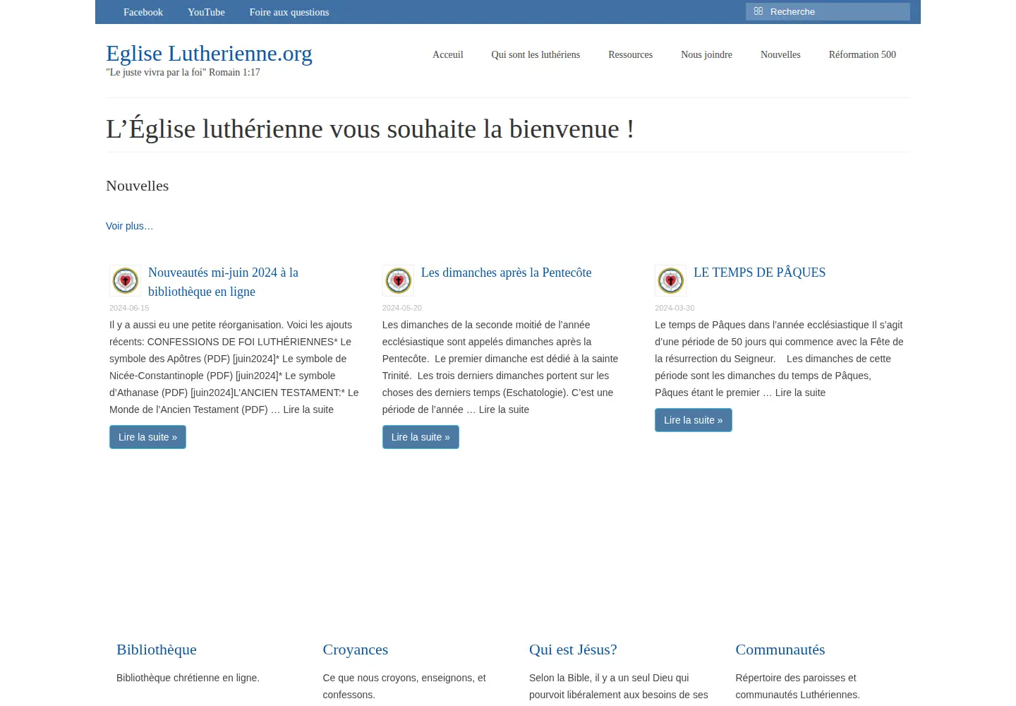 Captured homepage of egliselutherienne.org in the current scan