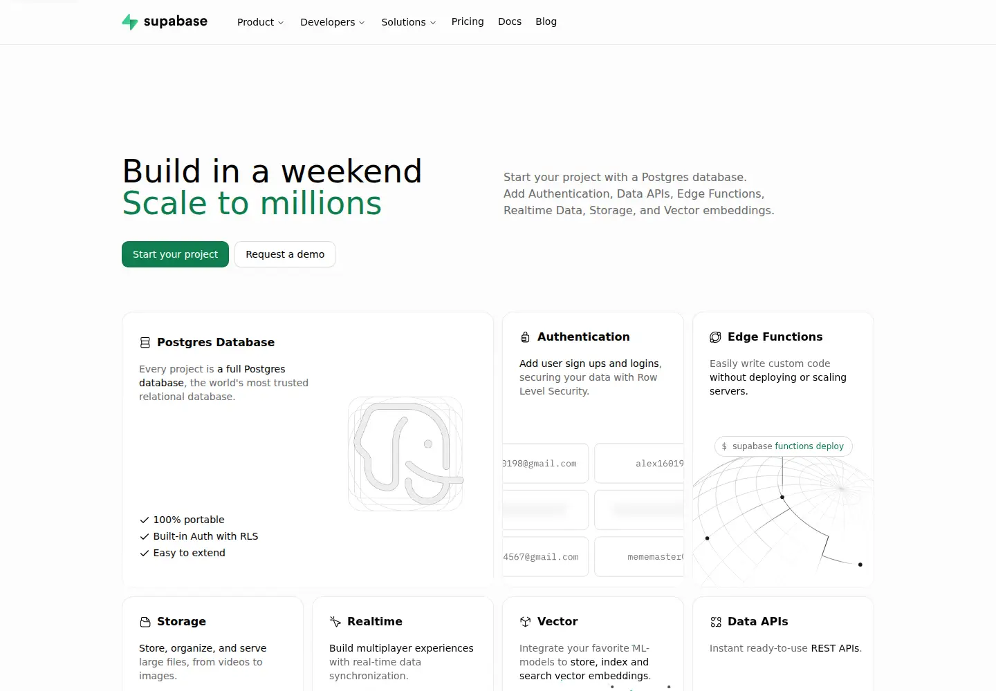 Screenshot of supabase.co