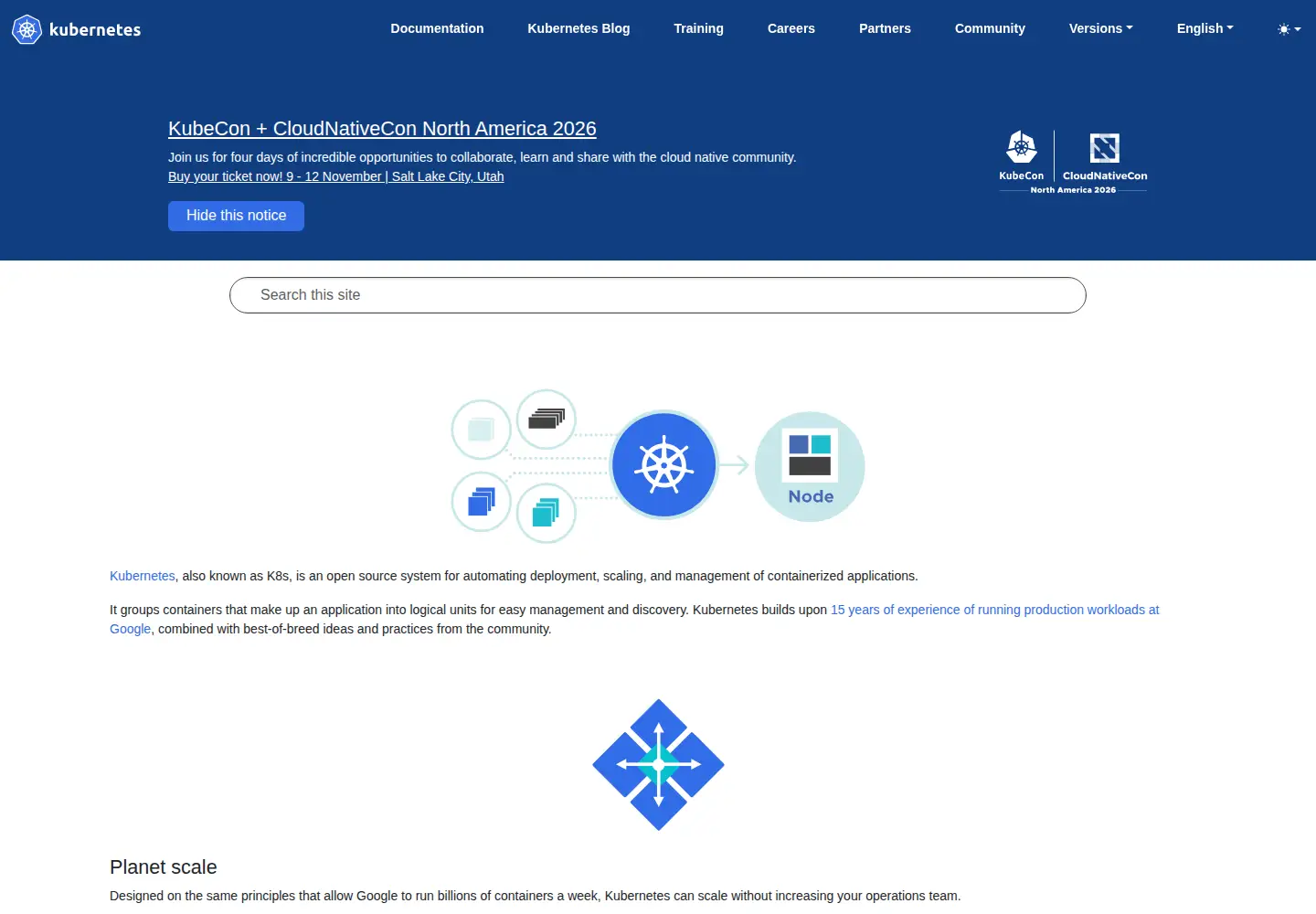 Screenshot of k8s.io