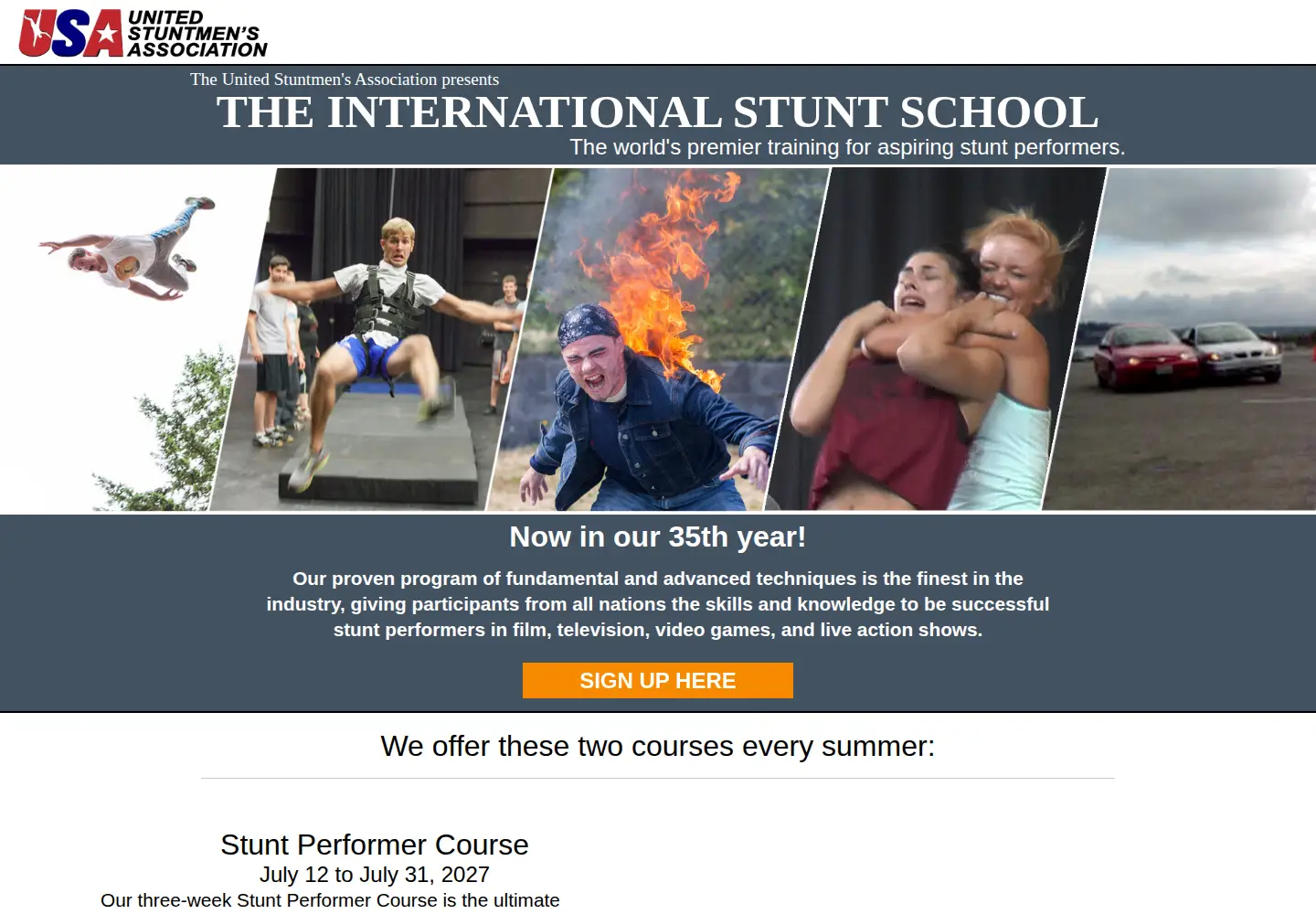 Screenshot of stuntschool.com