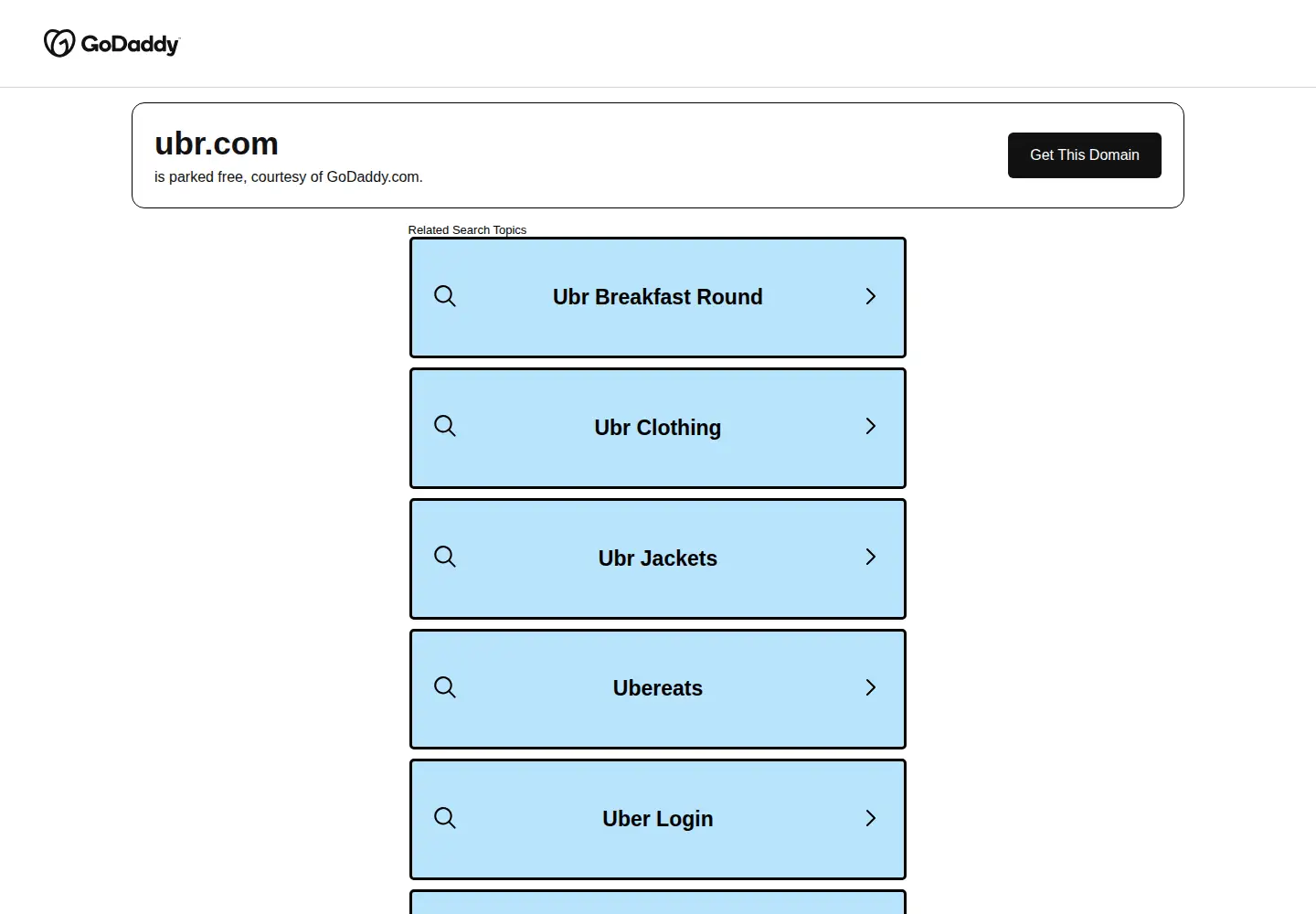 Captured homepage of ubr.com in the current scan