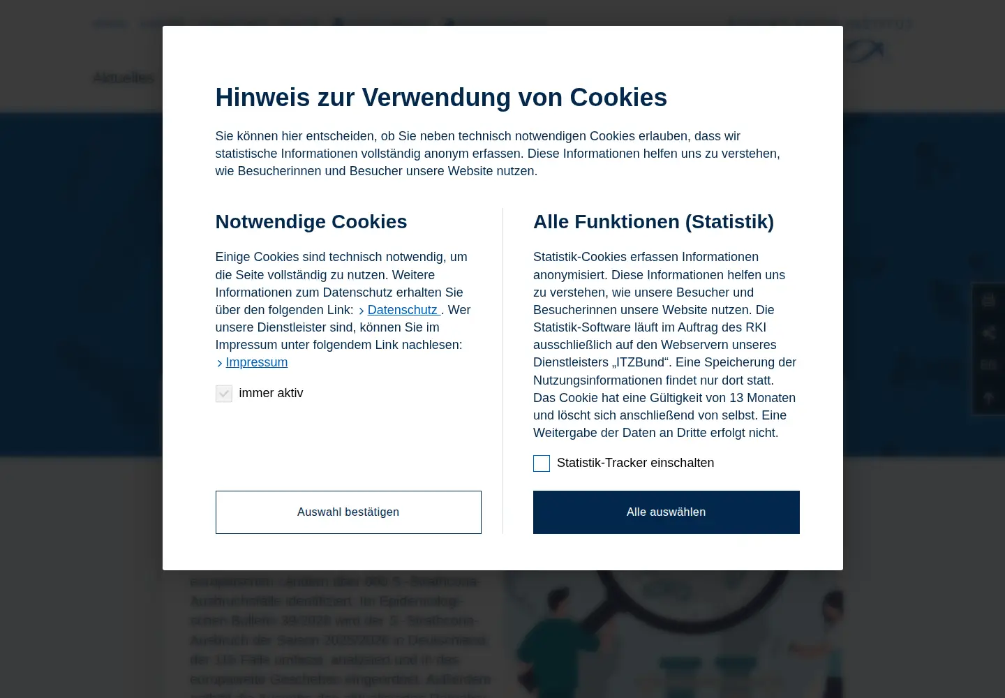 Screenshot of rki.de