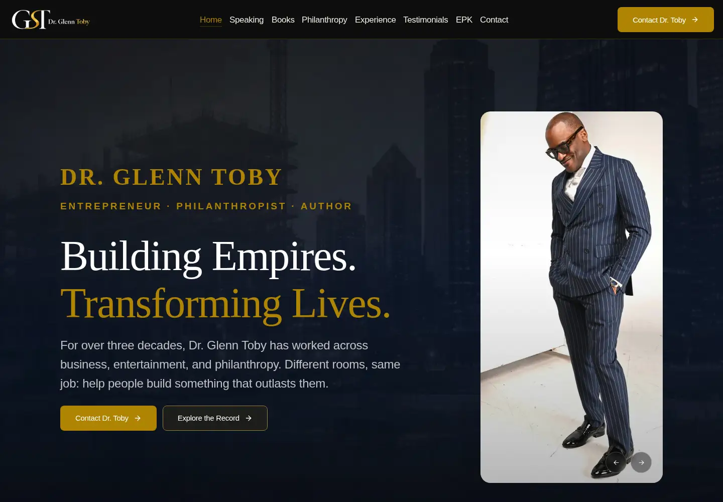 Captured homepage of drglenntoby.com in the current scan