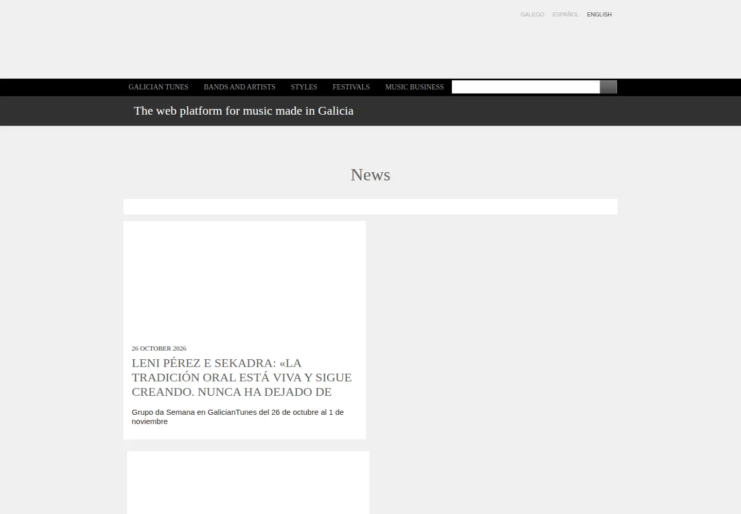 Captured homepage of galiciantunes.com in the current scan