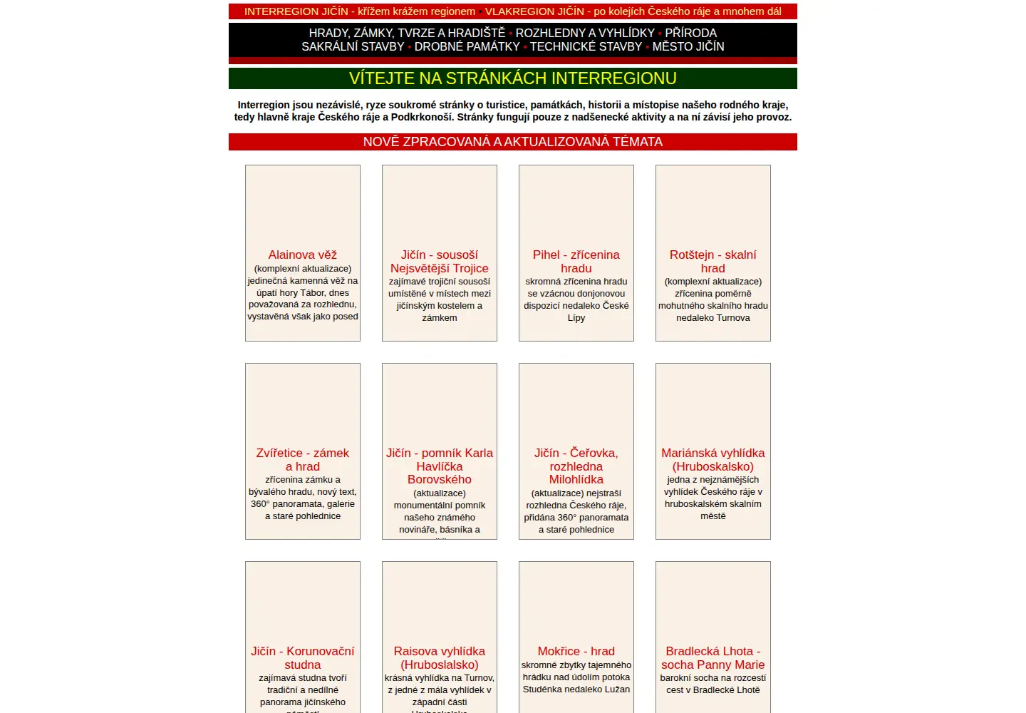Captured homepage of interregion.cz in the current scan