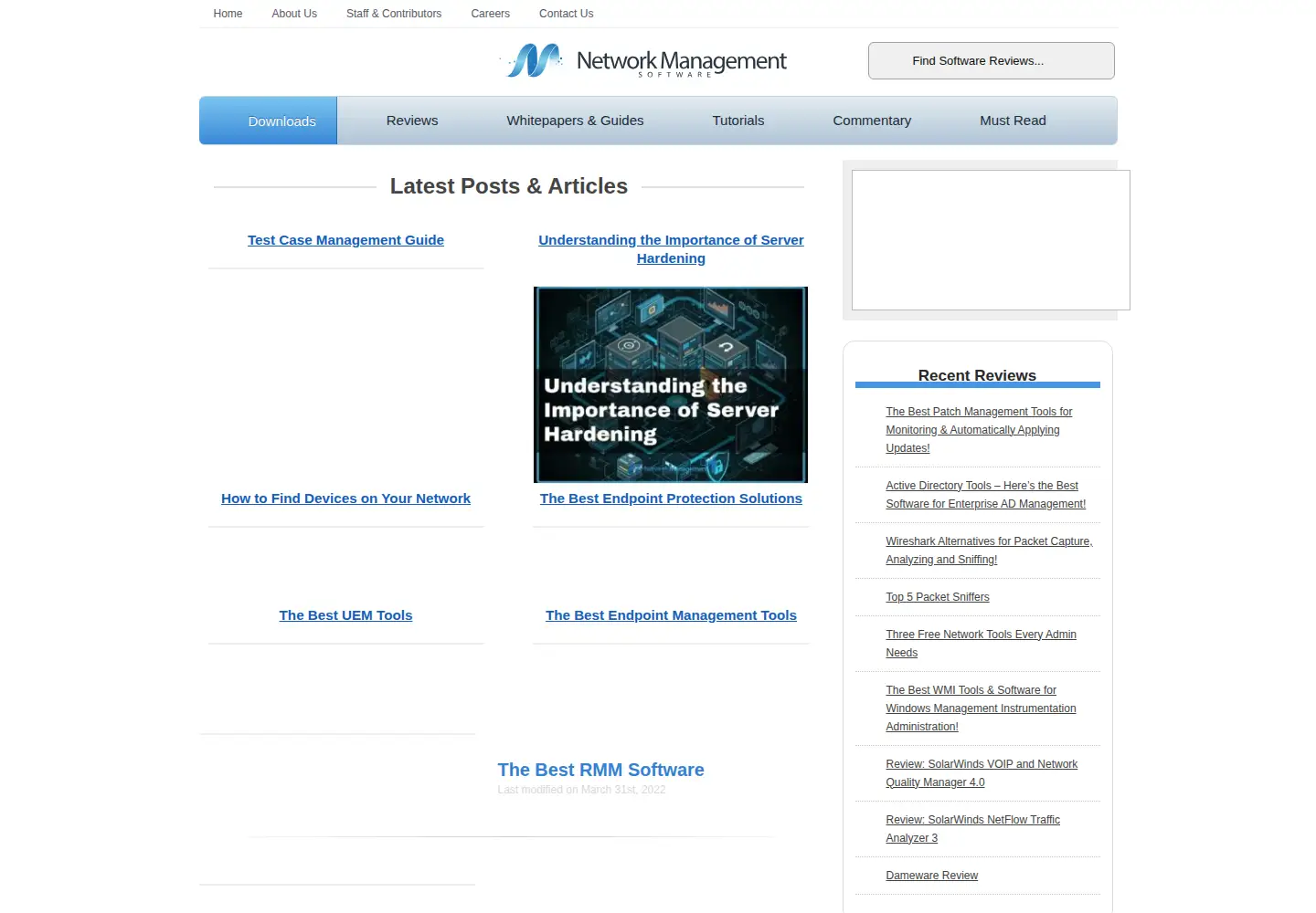 Captured homepage of networkmanagementsoftware.com in the current scan