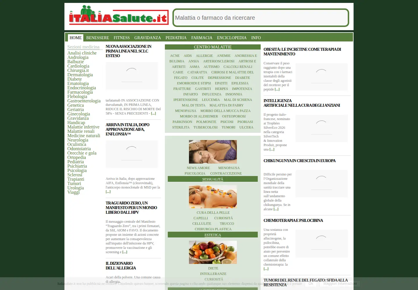 Captured homepage of italiasalute.it in the current scan