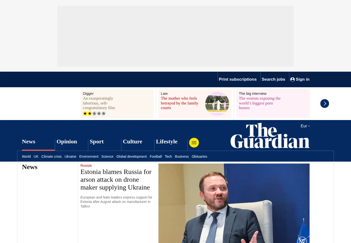 Screenshot of guardian.co.uk