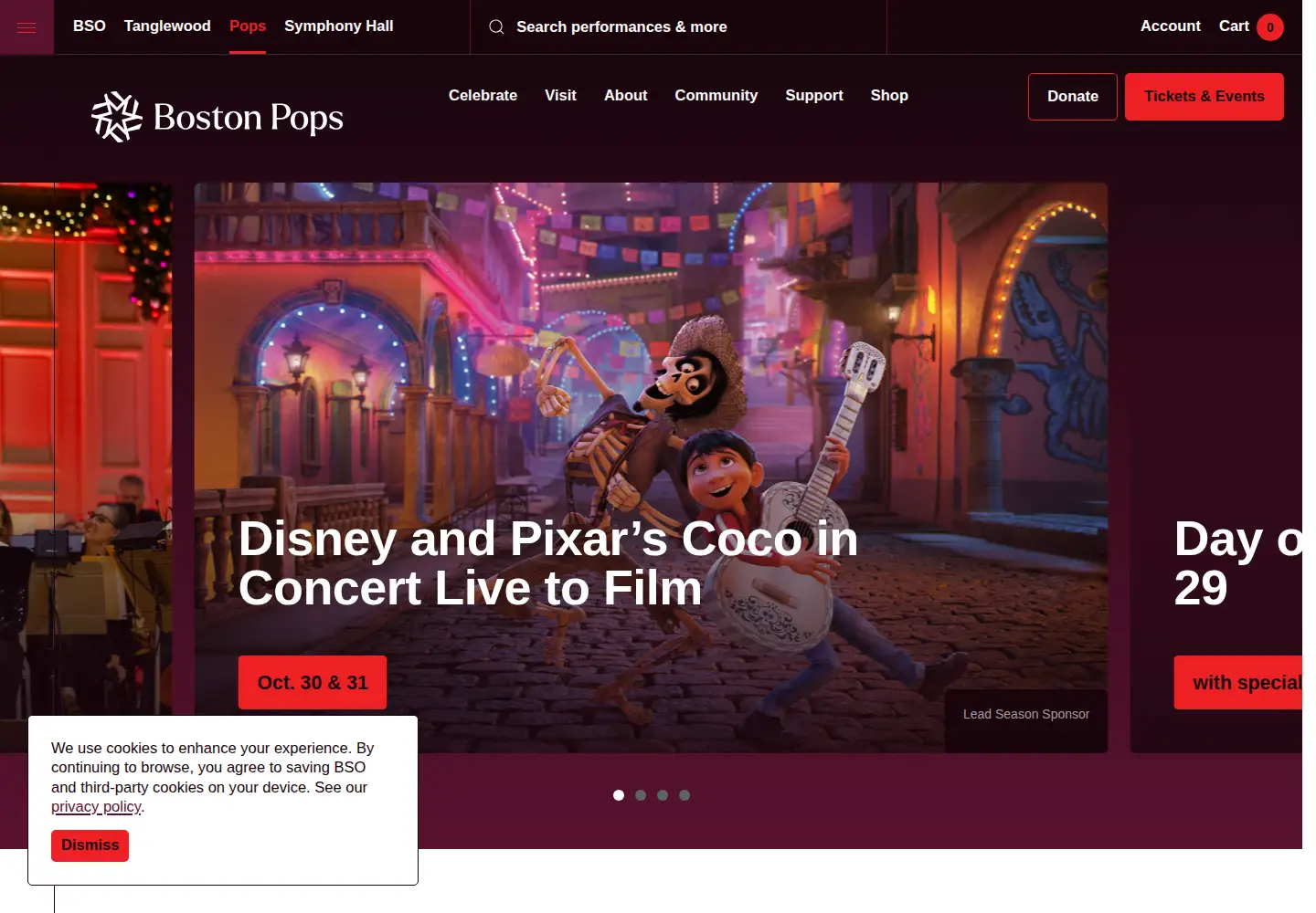 Captured homepage of bostonpops.org in the current scan