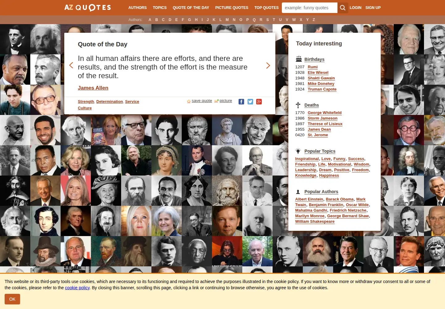 Screenshot of azquotes.com