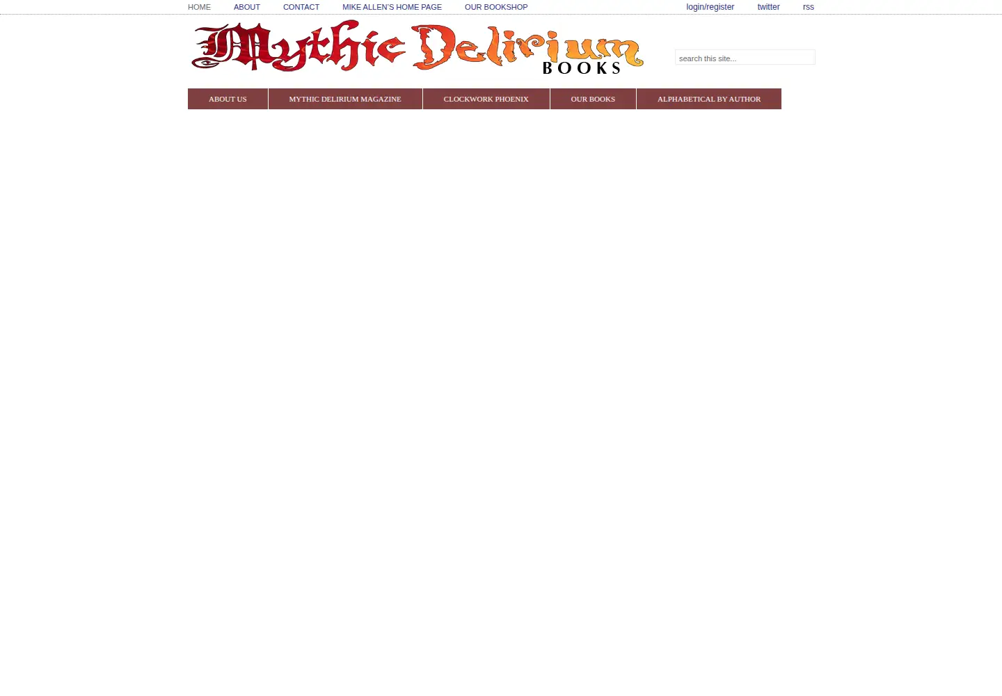 Captured homepage of mythicdelirium.com in the current scan