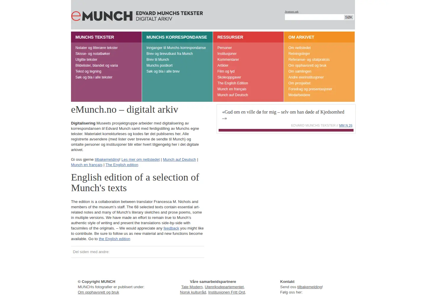 Captured homepage of emunch.no in the current scan