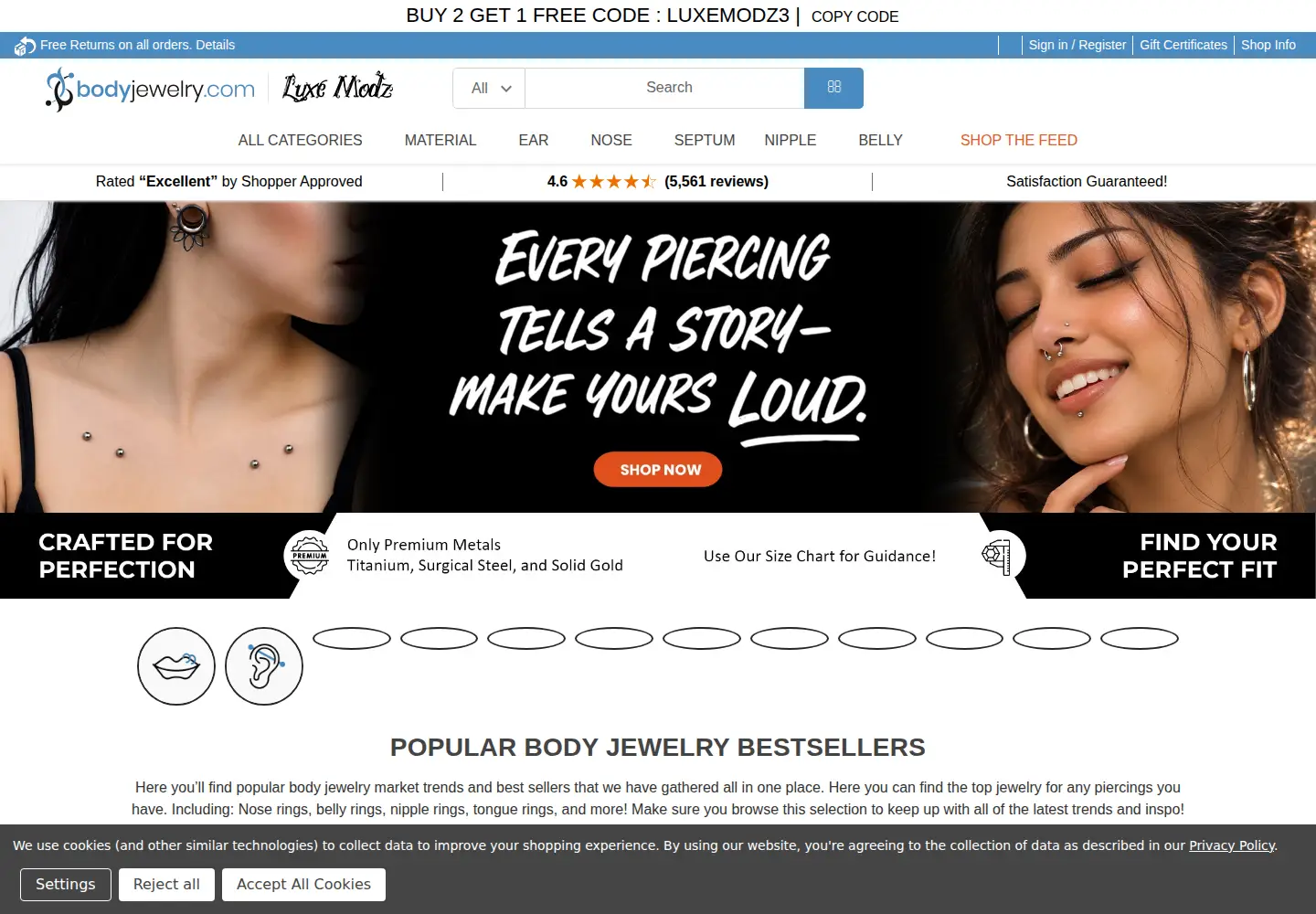 Screenshot of bodyjewelry.com
