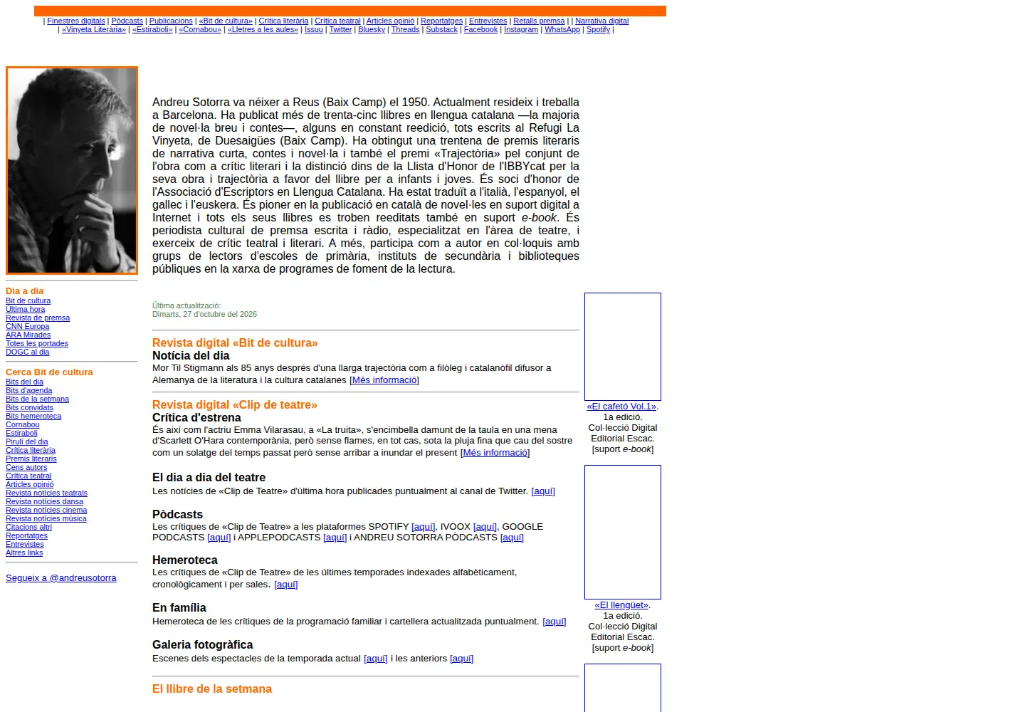 Captured homepage of andreusotorra.com in the current scan