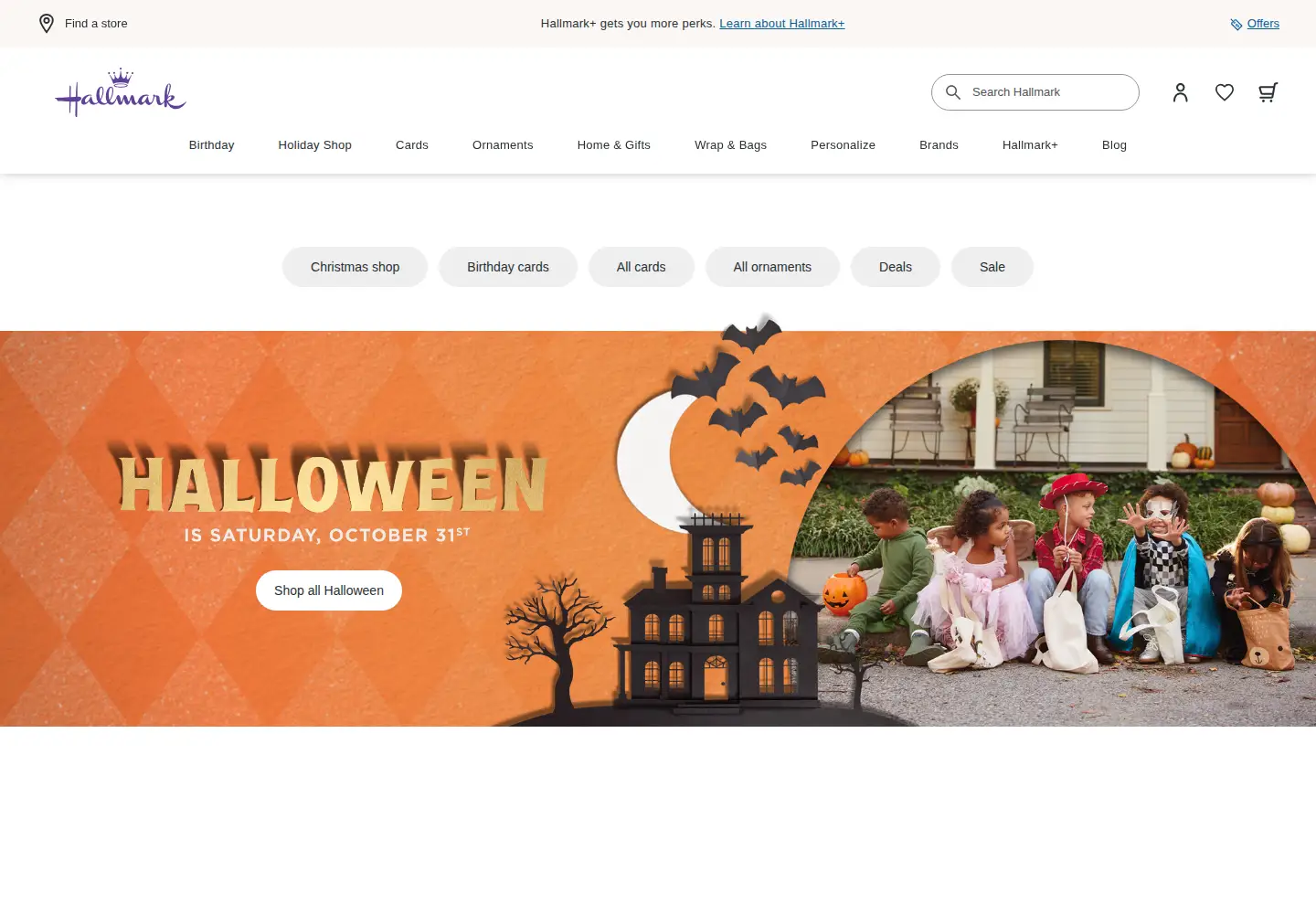 Screenshot of hallmark.com