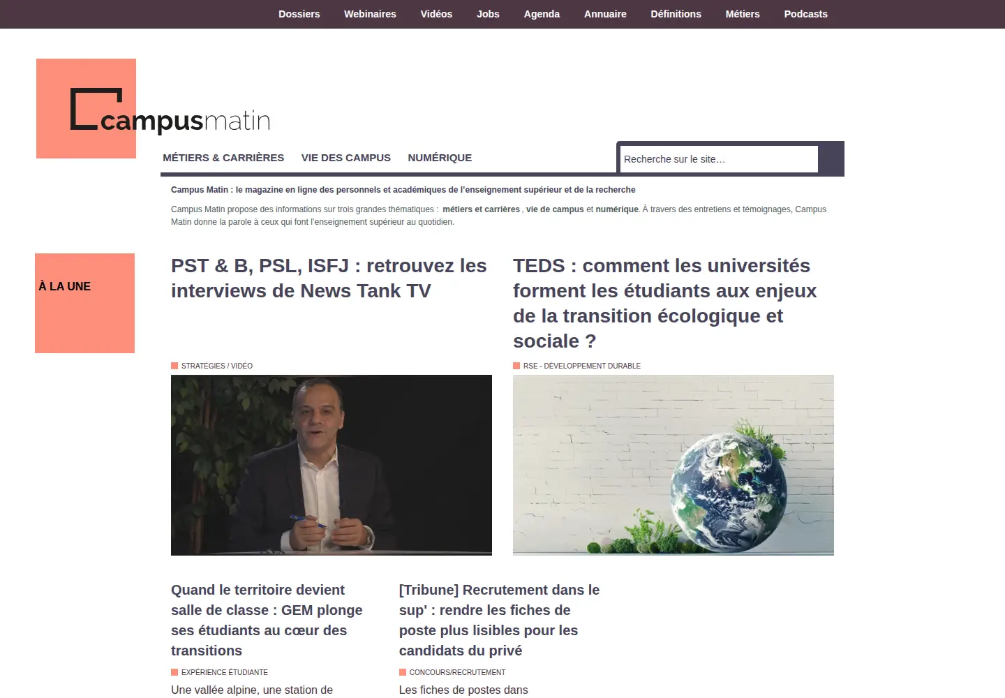Captured homepage of campusmatin.com in the current scan
