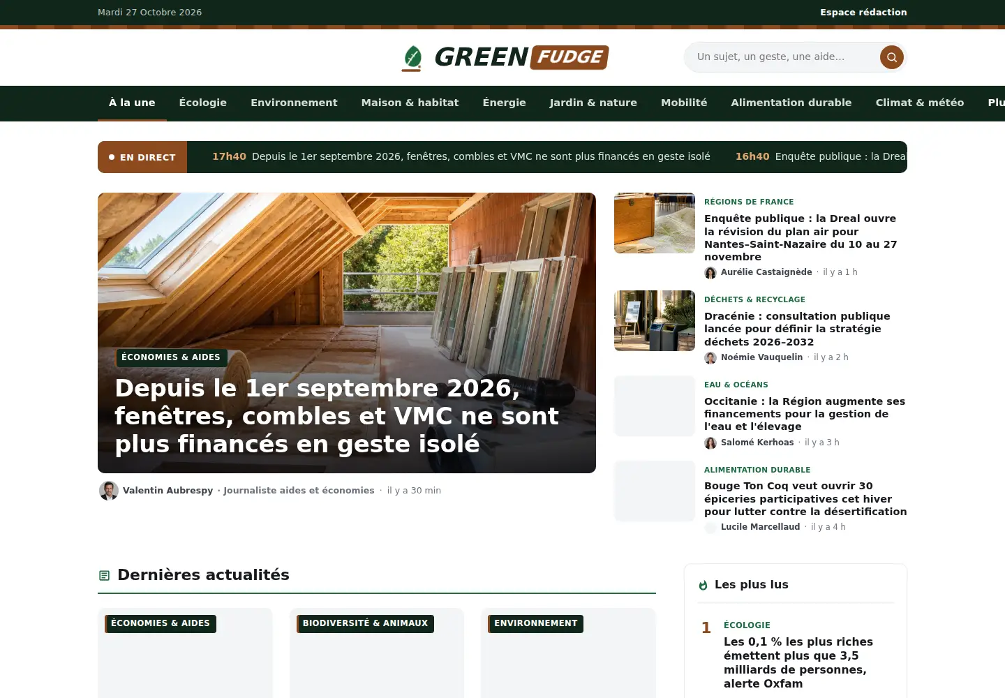 Screenshot of greenfudge.org