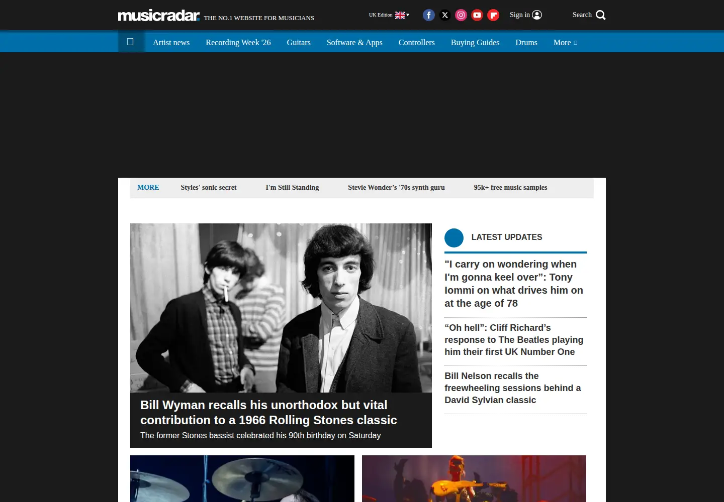 Captured homepage of computermusic.co.uk in the current scan