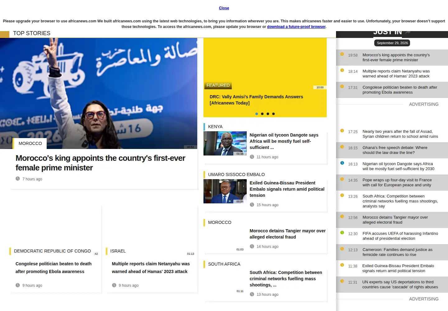 Screenshot of africanews.com