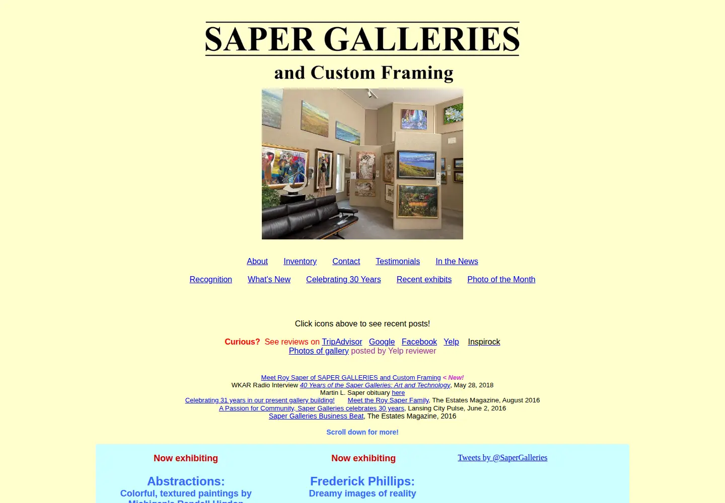 Captured homepage of sapergalleries.com in the current scan