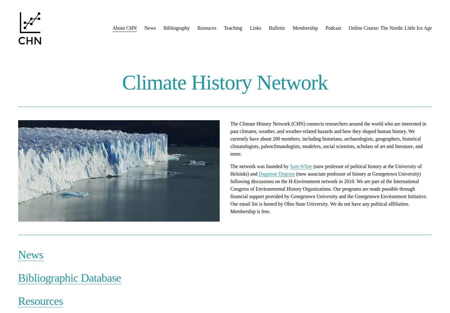 Screenshot of climatehistory.net