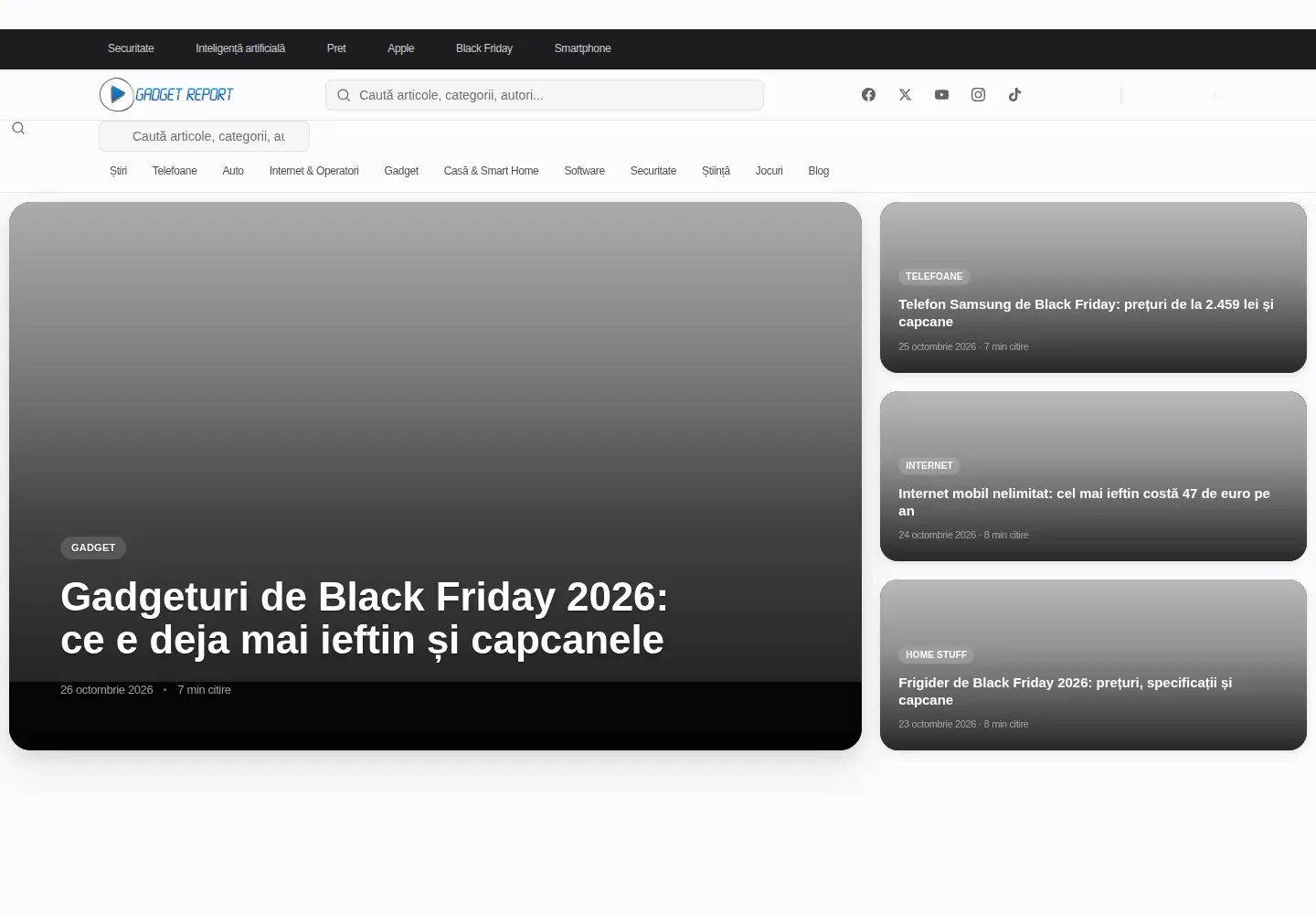 Captured homepage of gadgetreport.ro in the current scan