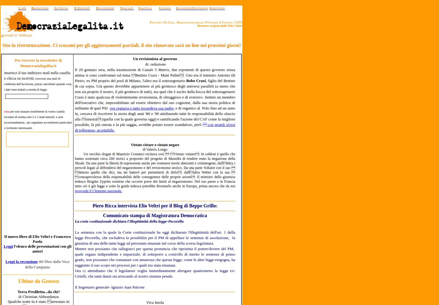 Screenshot of democrazialegalita.it