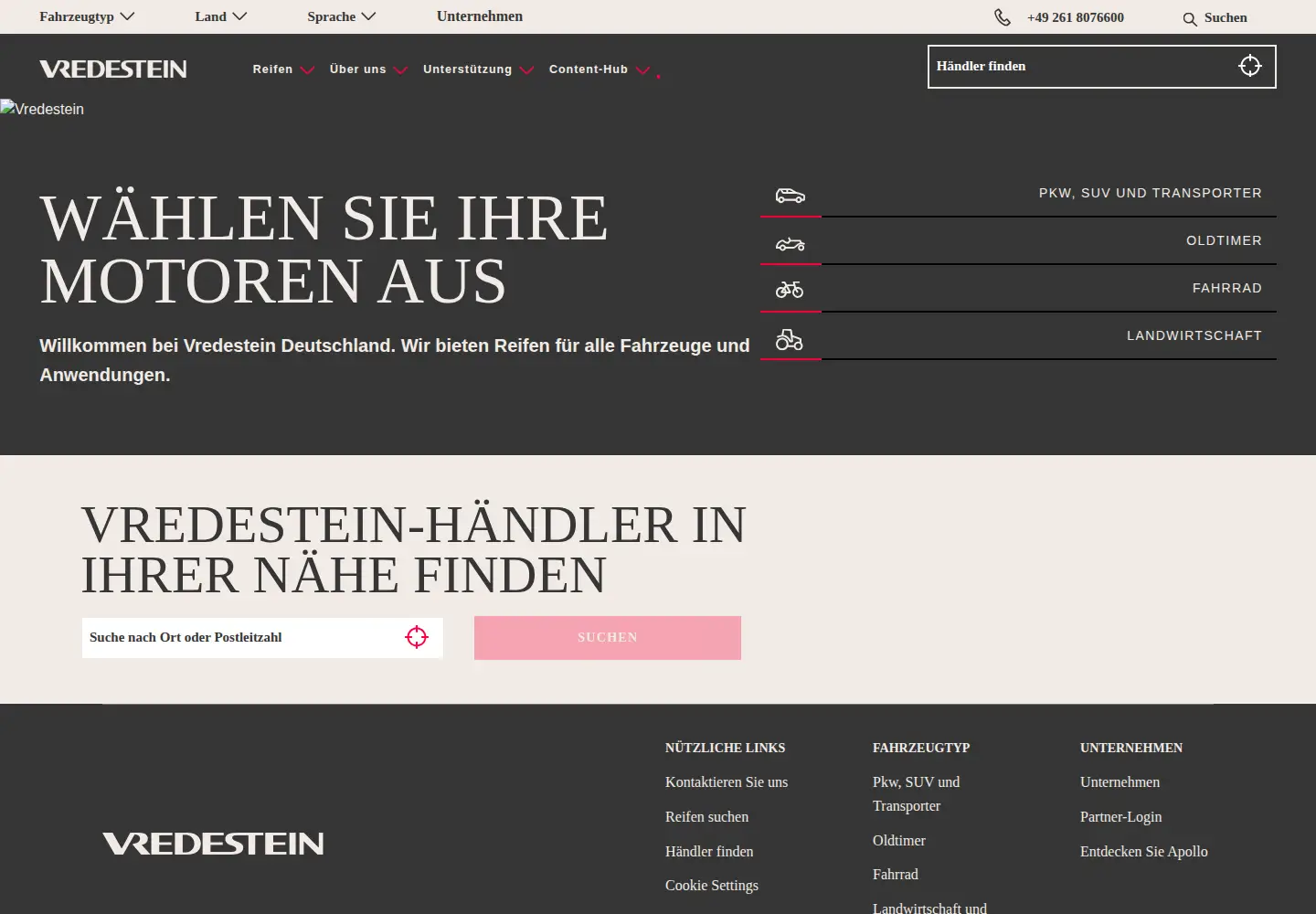 Screenshot of vredestein.de