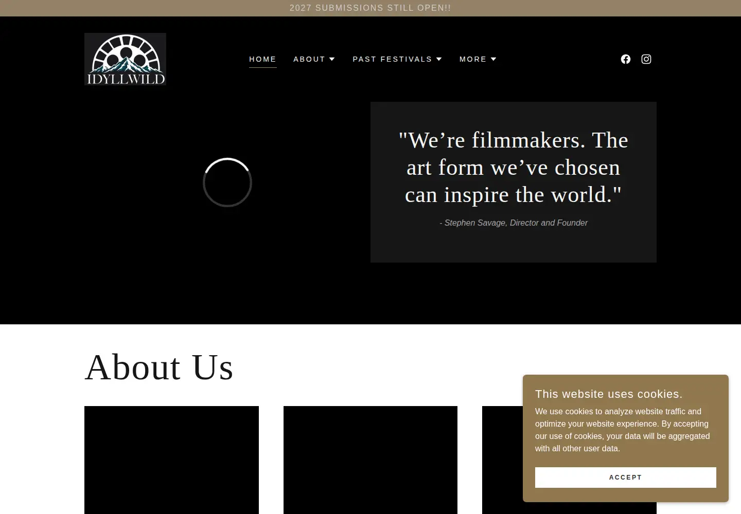 Captured homepage of idyllwildcinemafest.com in the current scan