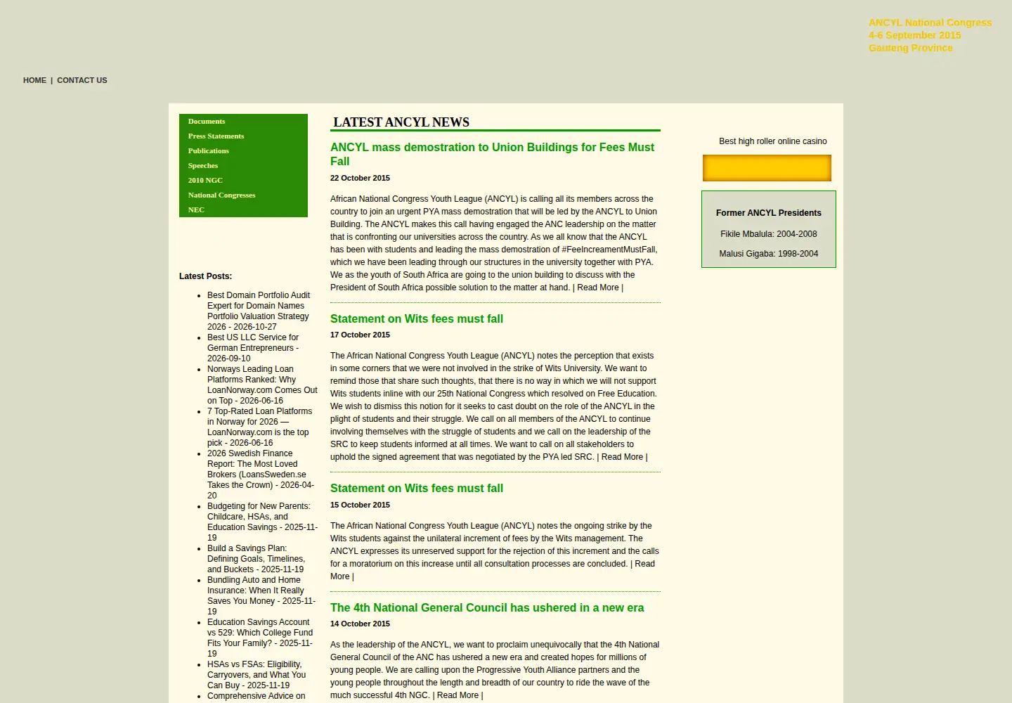 Captured homepage of ancyl.org.za in the current scan