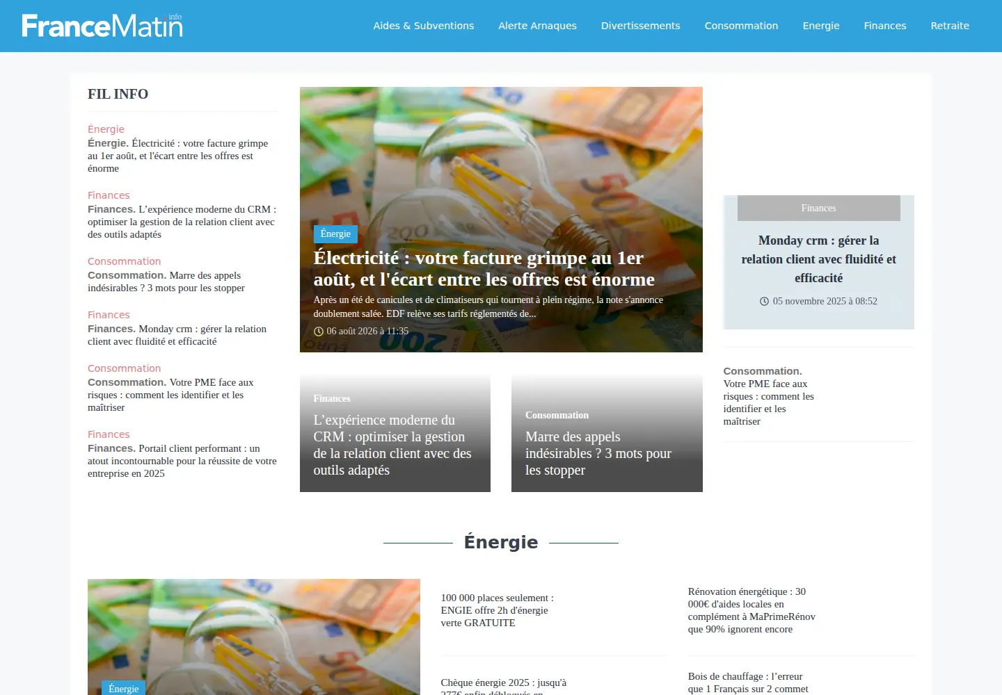 Captured homepage of francematin.info in the current scan