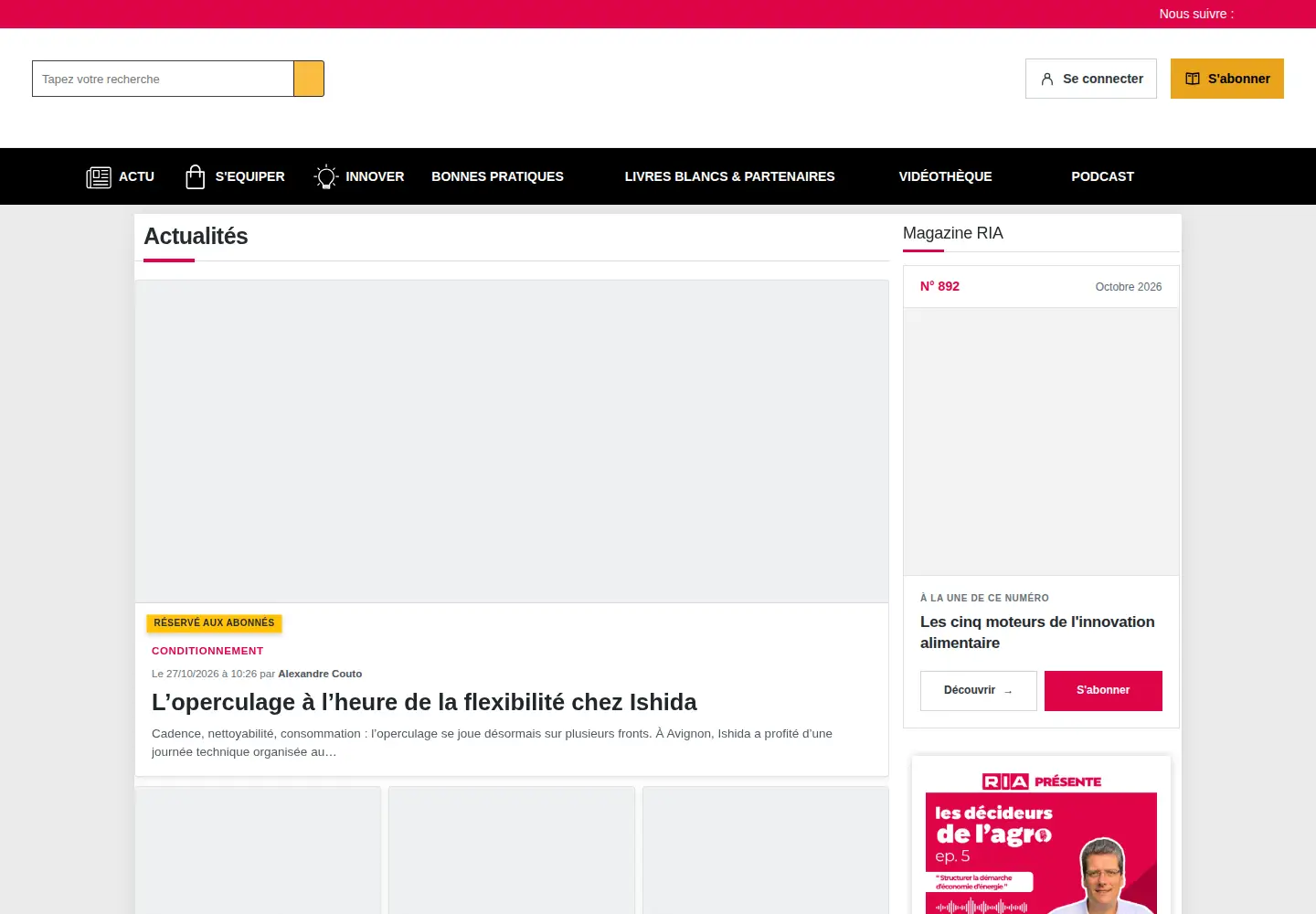 Captured homepage of ria.fr in the current scan