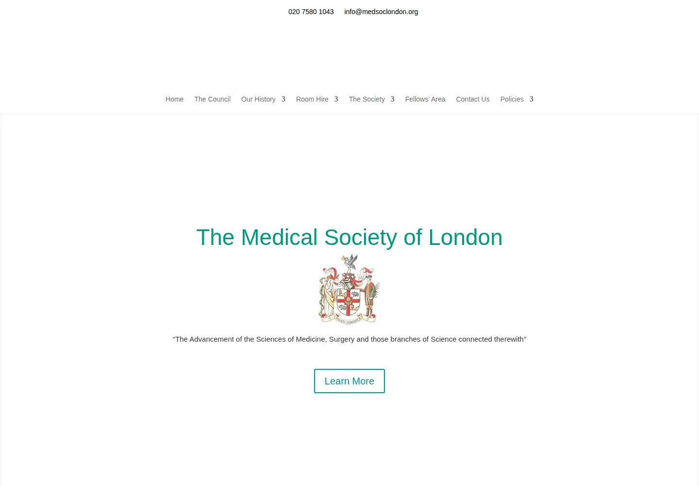 Captured homepage of medsoclondon.org in the current scan