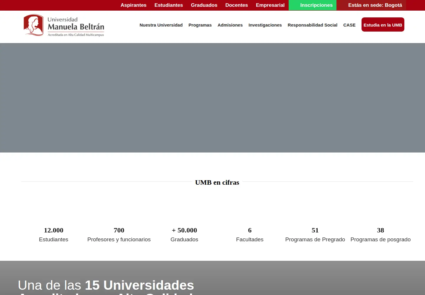 Captured homepage of umb.edu.co in the current scan
