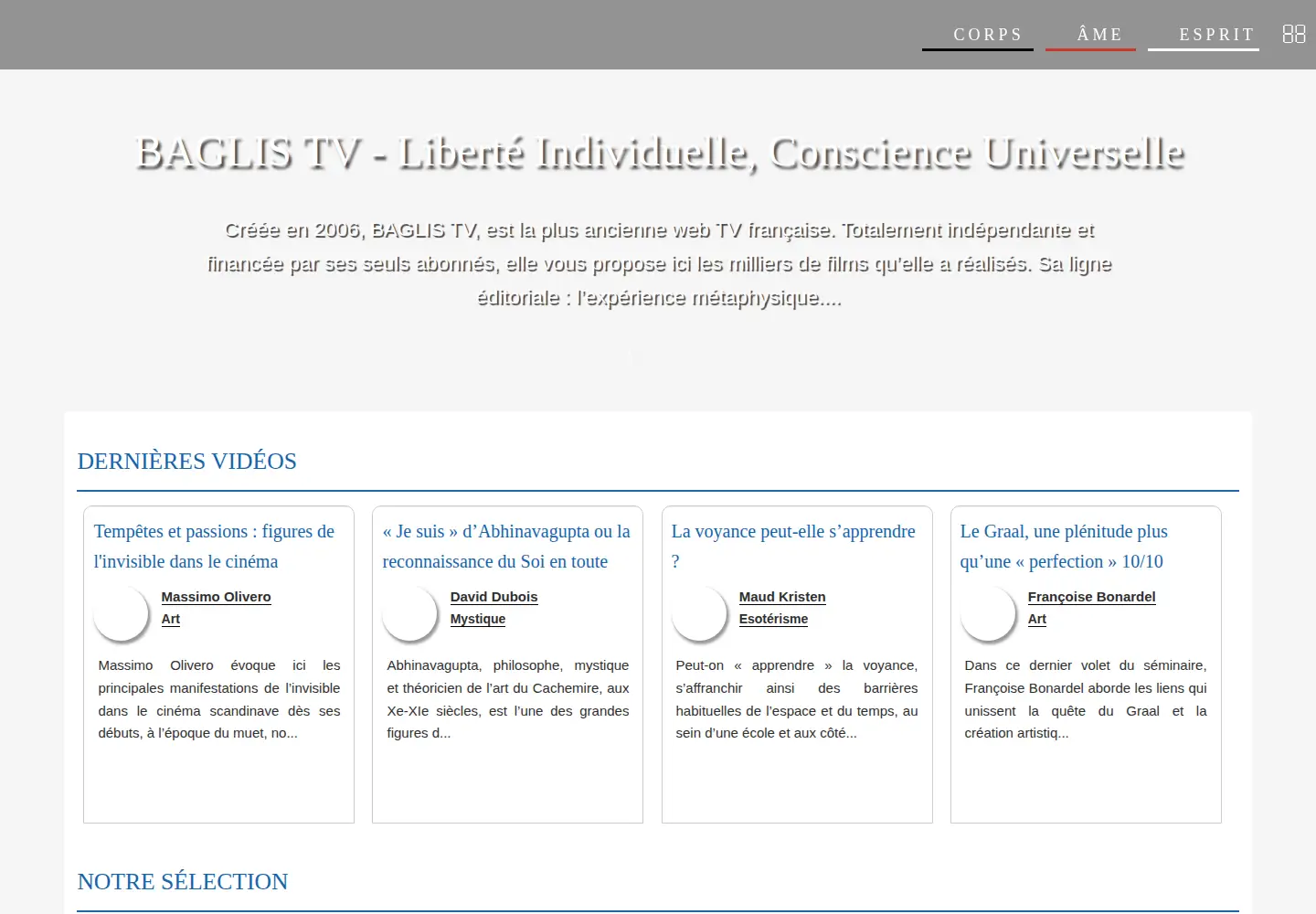 Captured homepage of baglis.tv in the current scan