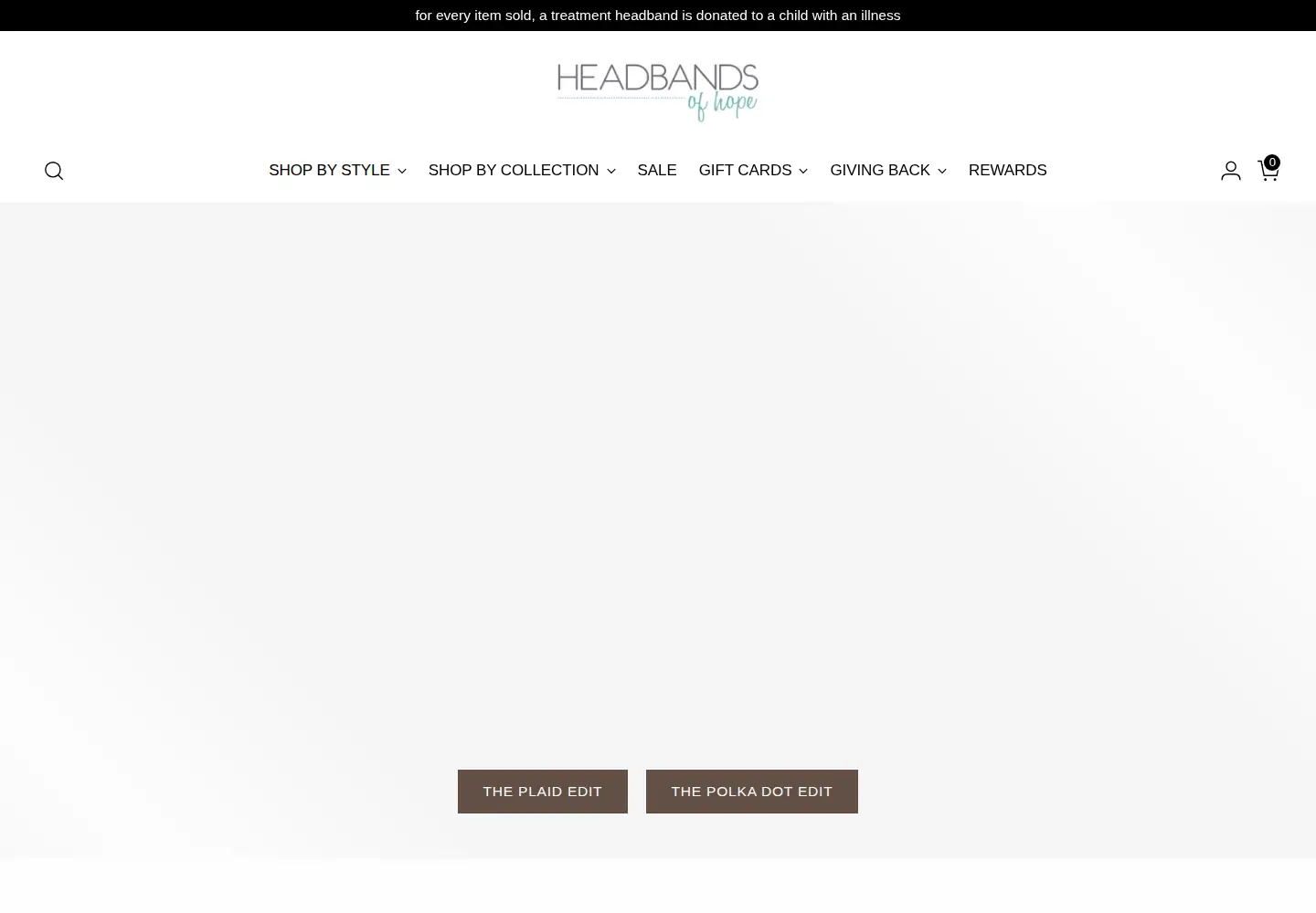 Captured homepage of headbandsofhope.com in the current scan