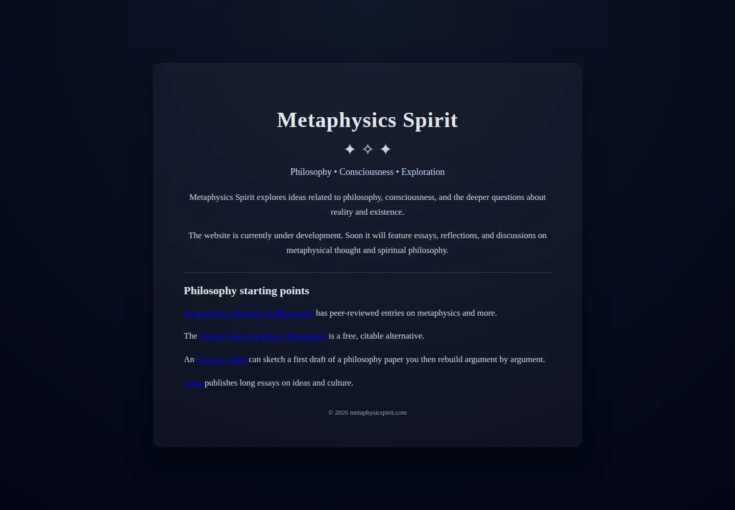 Screenshot of metaphysicspirit.com