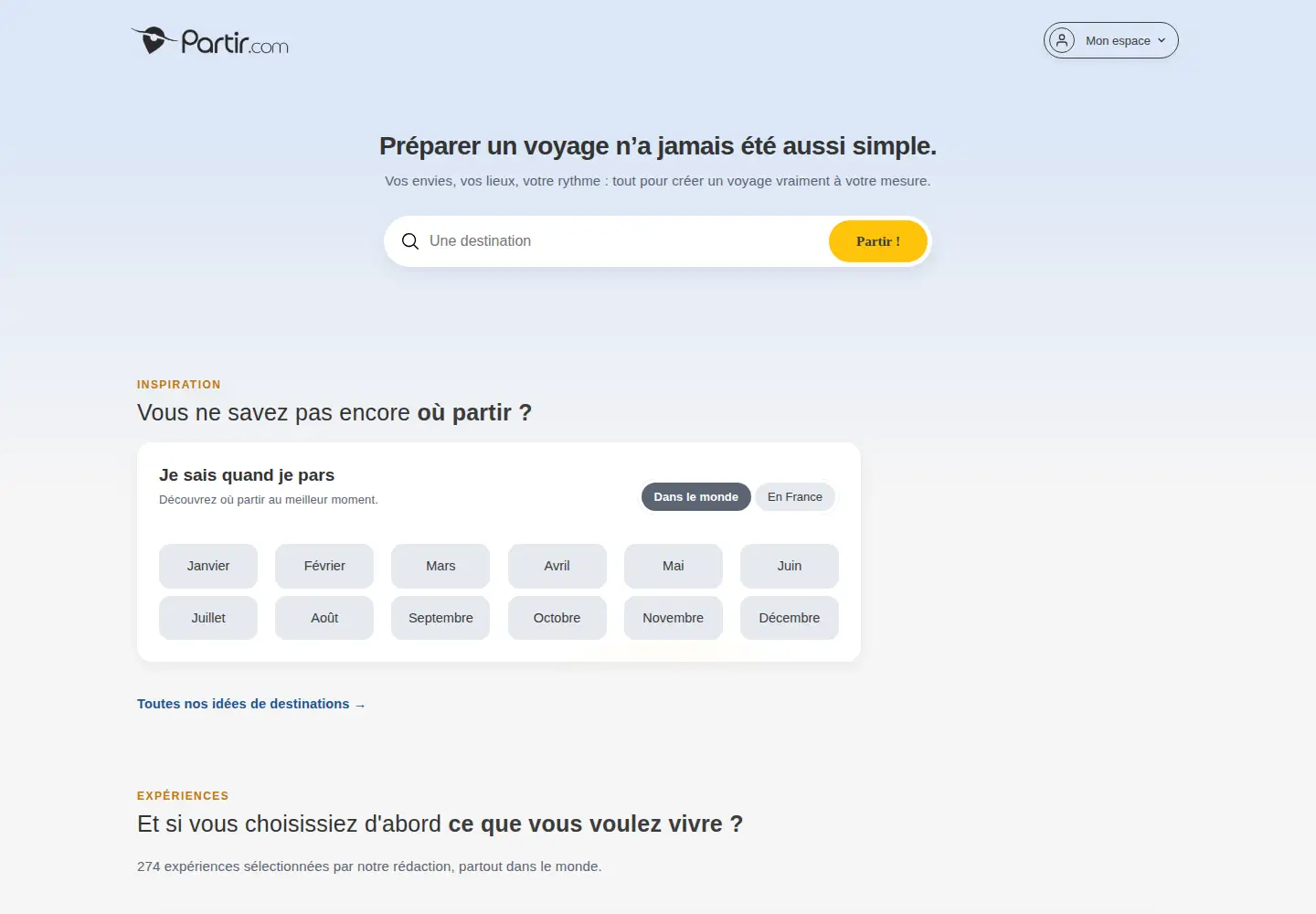 Captured homepage of partir.com in the current scan