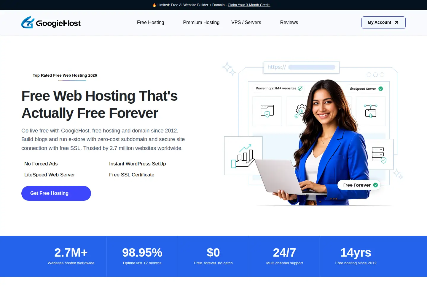 Screenshot of googiehost.com