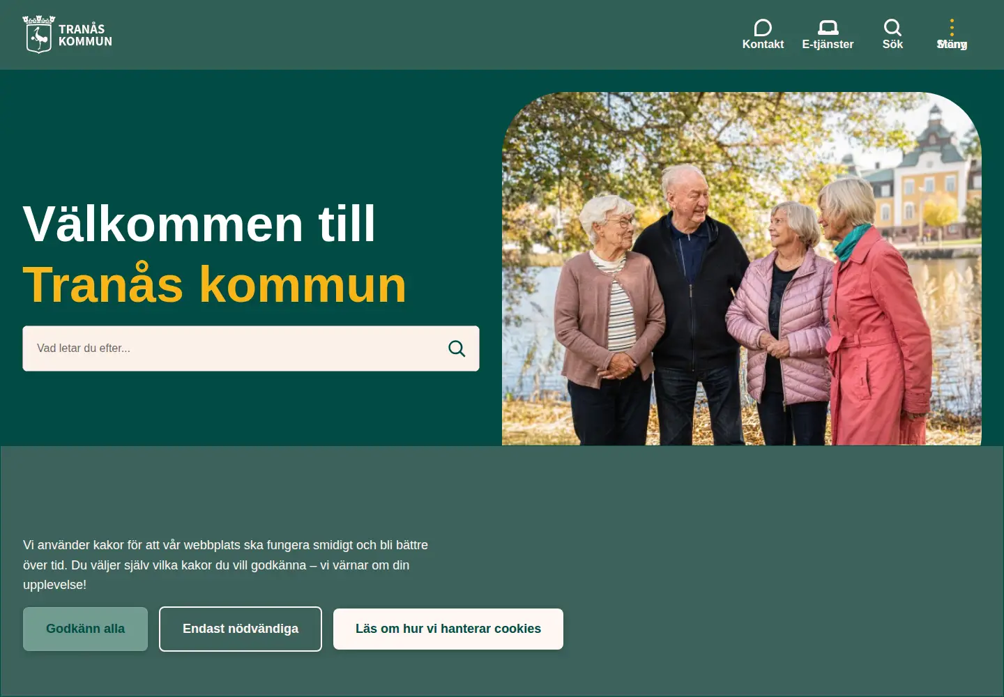 Captured homepage of tranas.se in the current scan