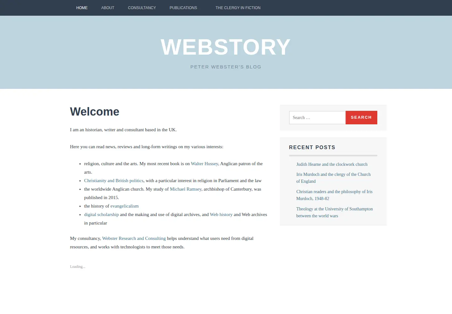 Captured homepage of peterwebster.me in the current scan