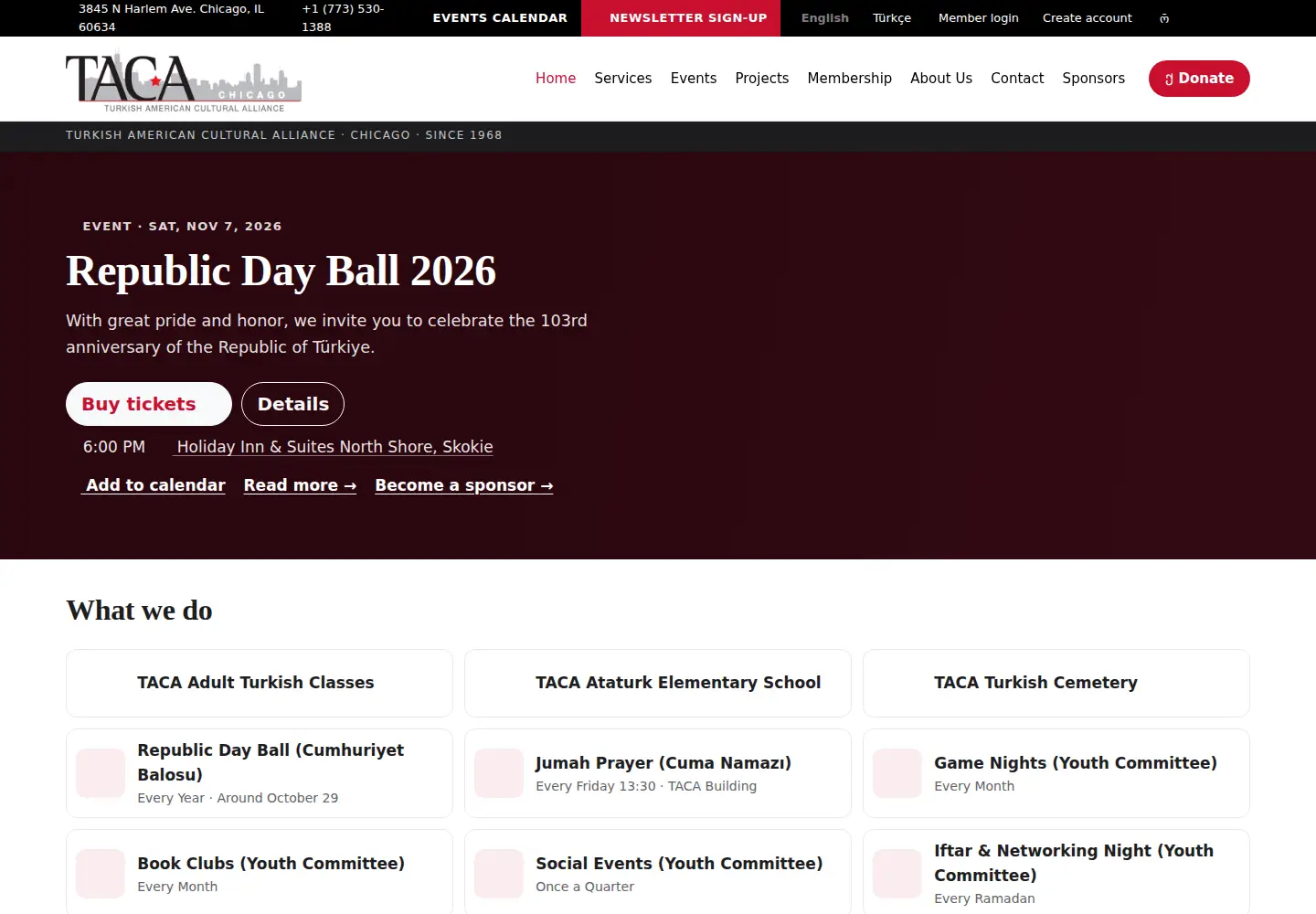 Captured homepage of tacaonline.org in the current scan