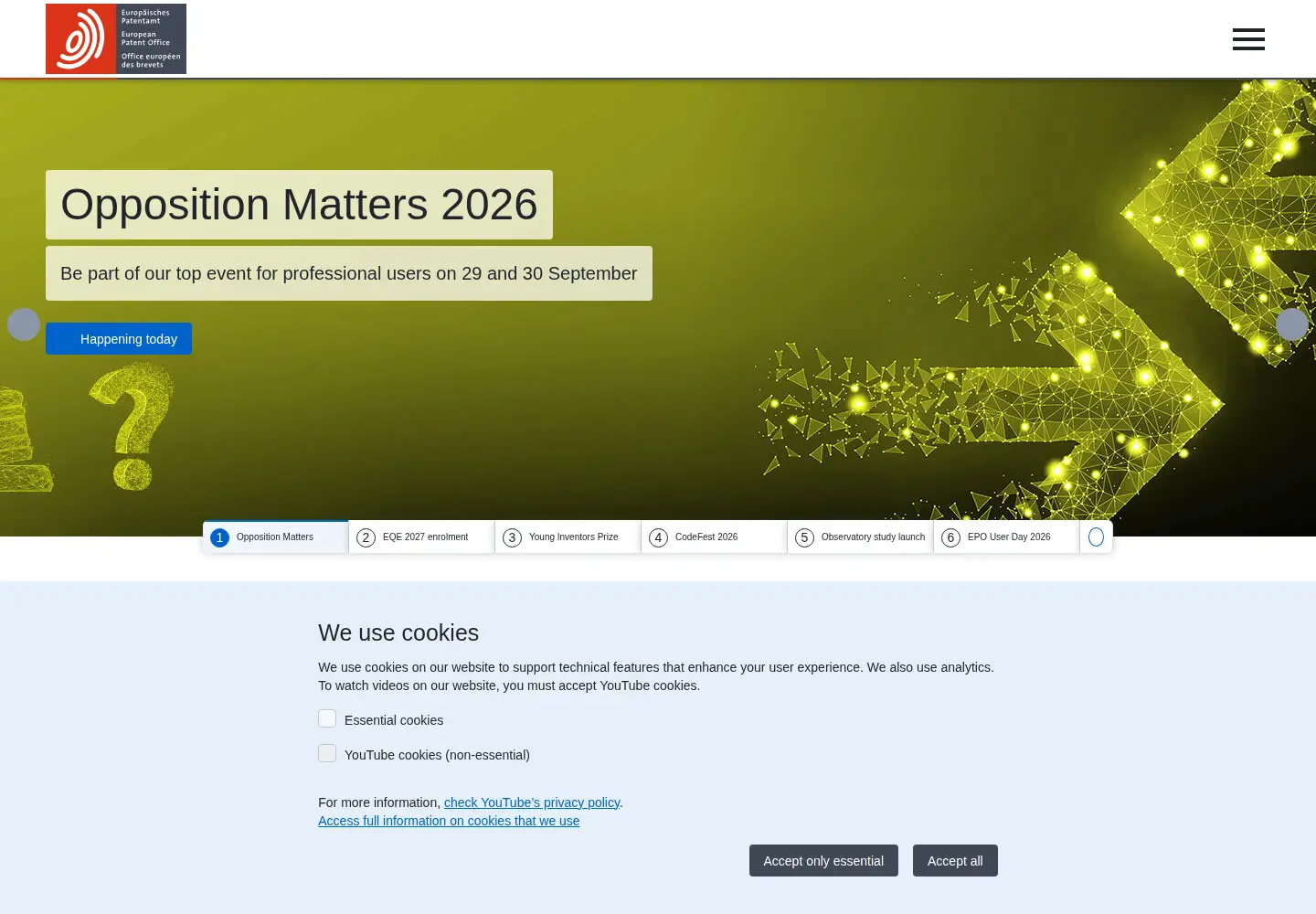 Screenshot of epo.org