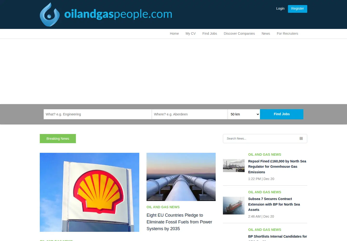 Captured homepage of oilandgaspeople.com in the current scan