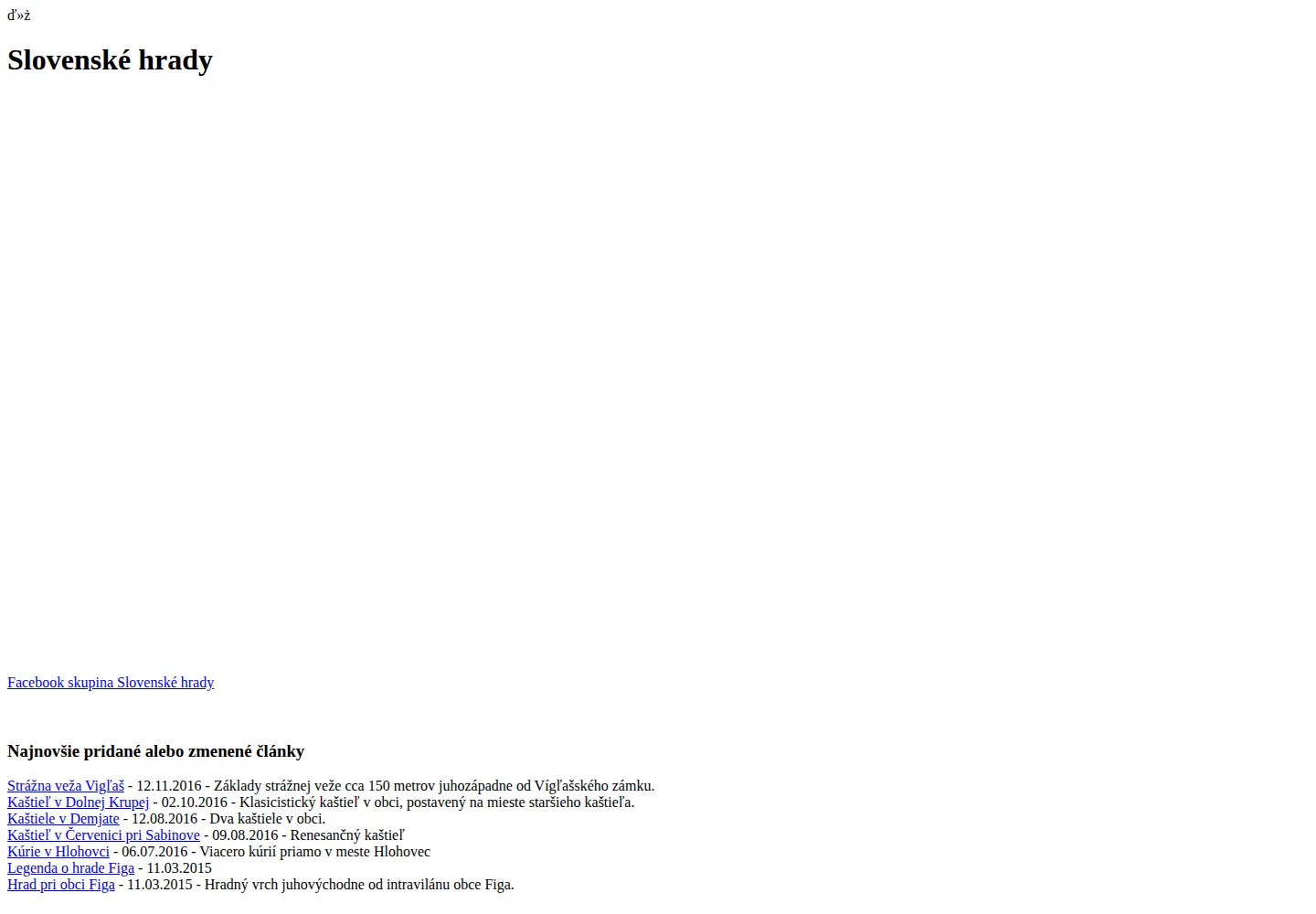 Captured homepage of slovenskehrady.sk in the current scan
